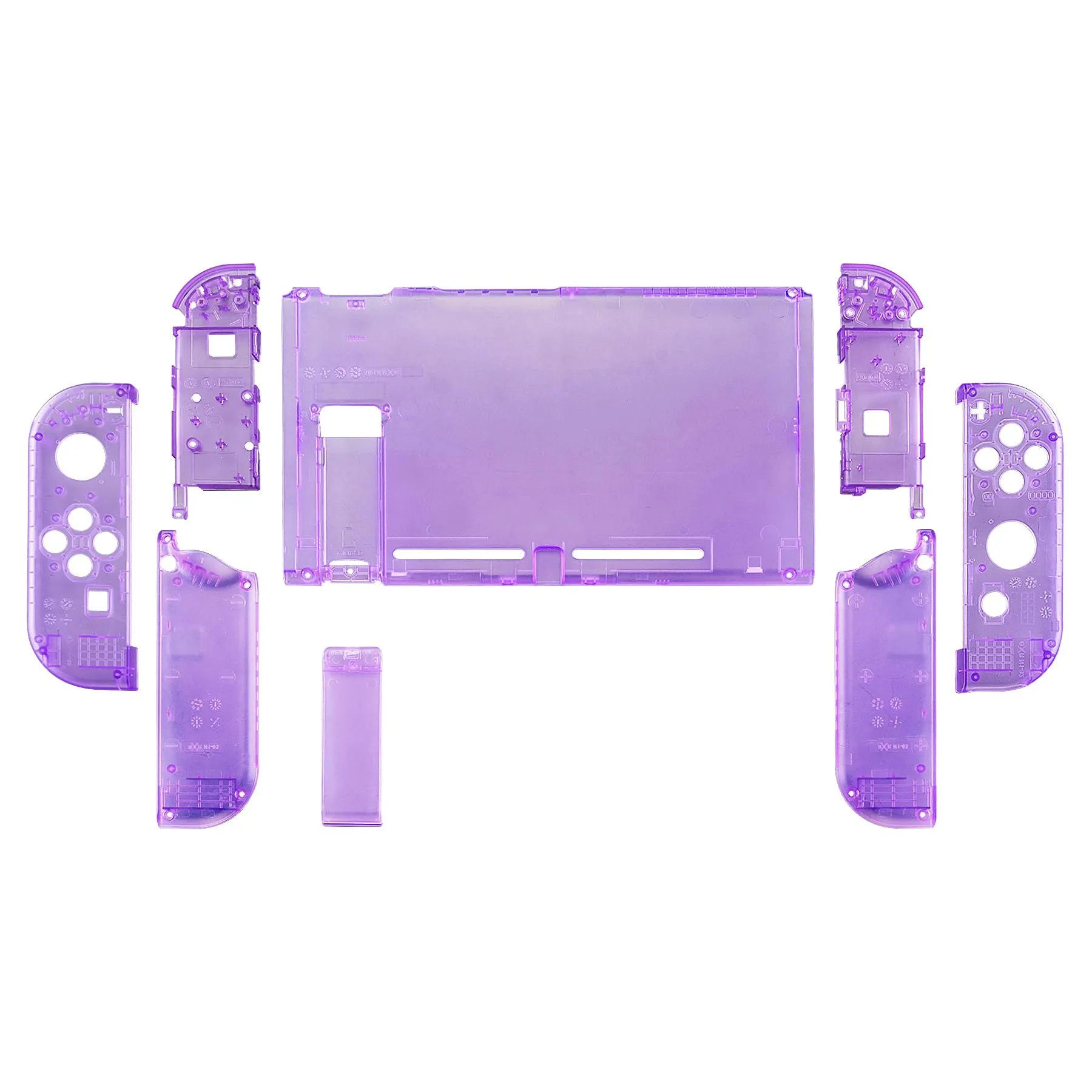 eXtremeRate Custodia Tasti Ricambio per Nintendo Switch,Cover Scocca Pulsanti Kit DIY per Joycon,Senza Controller e Console-Trasparente Viola Atomico - immagine 7