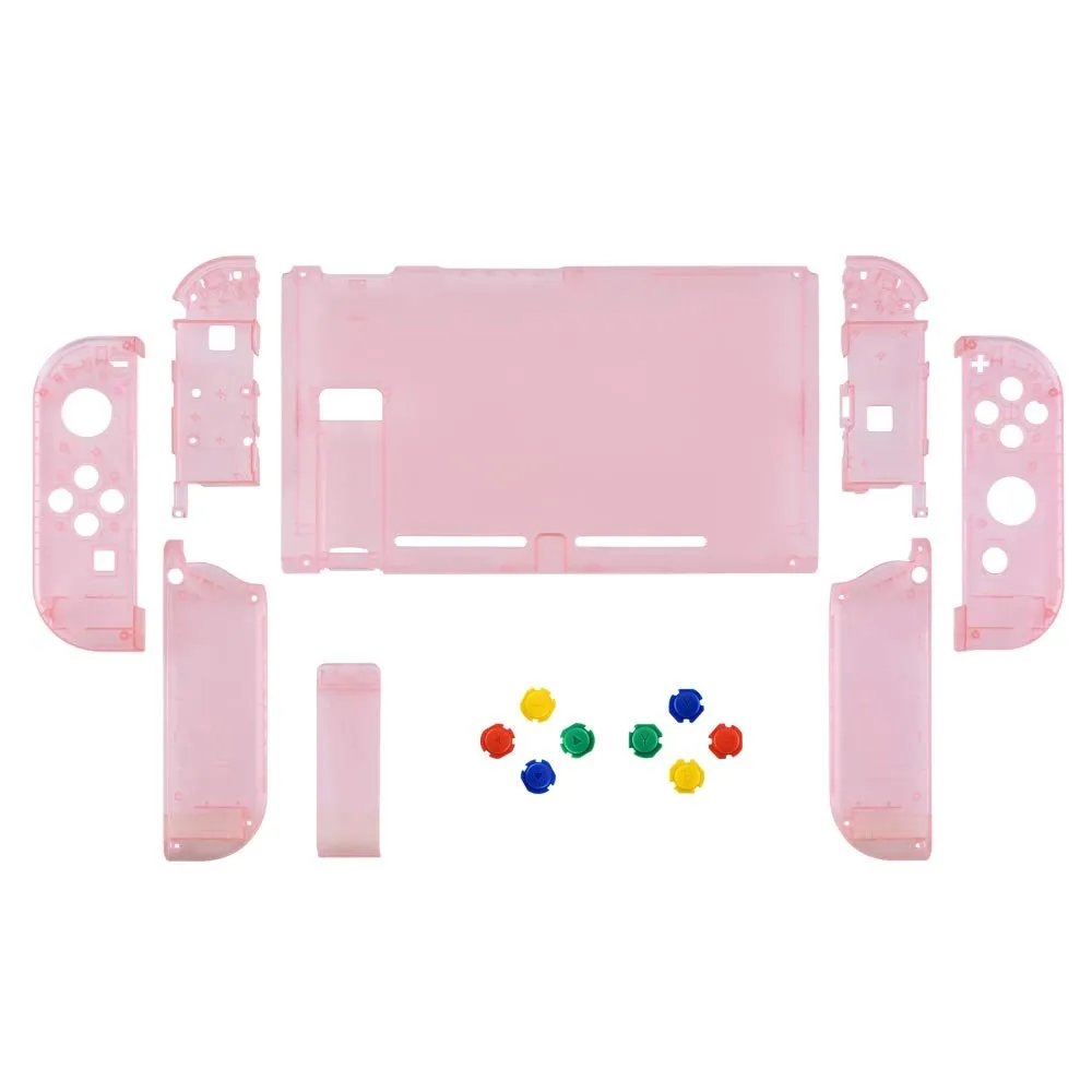eXtremeRate Custodia Tasti Ricambio per Nintendo Switch,Cover Scocca Pulsanti Kit DIY per Joycon,Senza Controller e Console-Trasparente Ciliegia Rosa - immagine 2