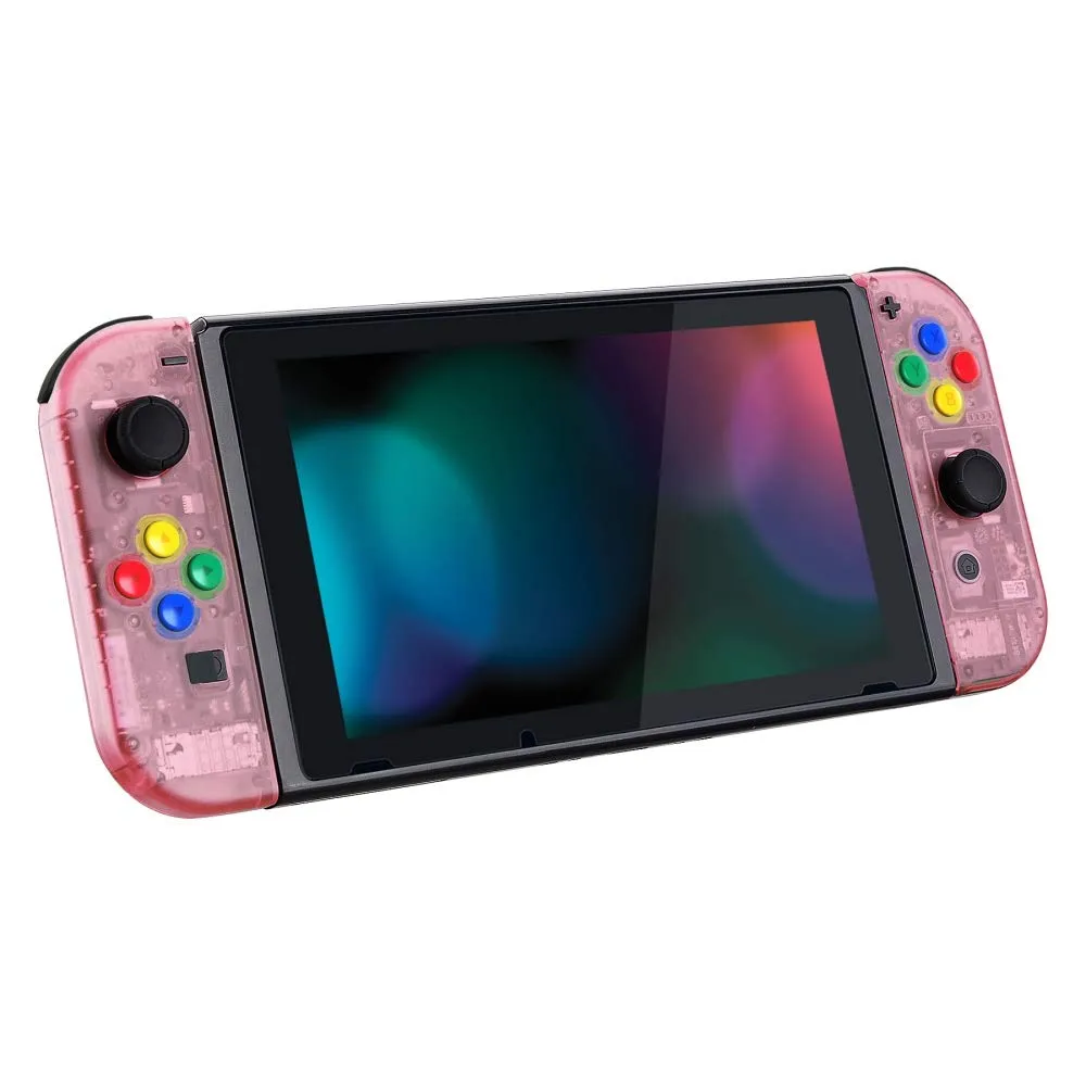 eXtremeRate Custodia Tasti Ricambio per Nintendo Switch,Cover Scocca Pulsanti Kit DIY per Joycon,Senza Controller e Console-Trasparente Ciliegia Rosa - immagine 8