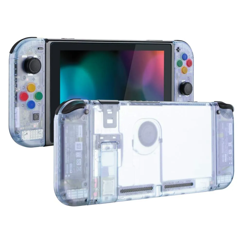 eXtremeRate Custodia Tasti Ricambio per Nintendo Switch,Cover Scocca Pulsanti Kit DIY per Joycon,Senza Controller e Console-Trasparente Blu Ghiacciaio - immagine 1