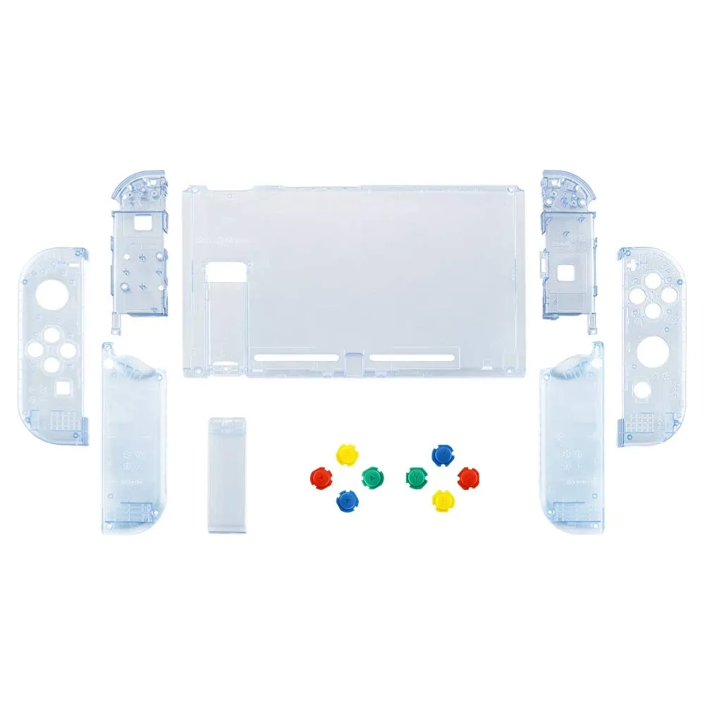 eXtremeRate Custodia Tasti Ricambio per Nintendo Switch,Cover Scocca Pulsanti Kit DIY per Joycon,Senza Controller e Console-Trasparente Blu Ghiacciaio - immagine 2
