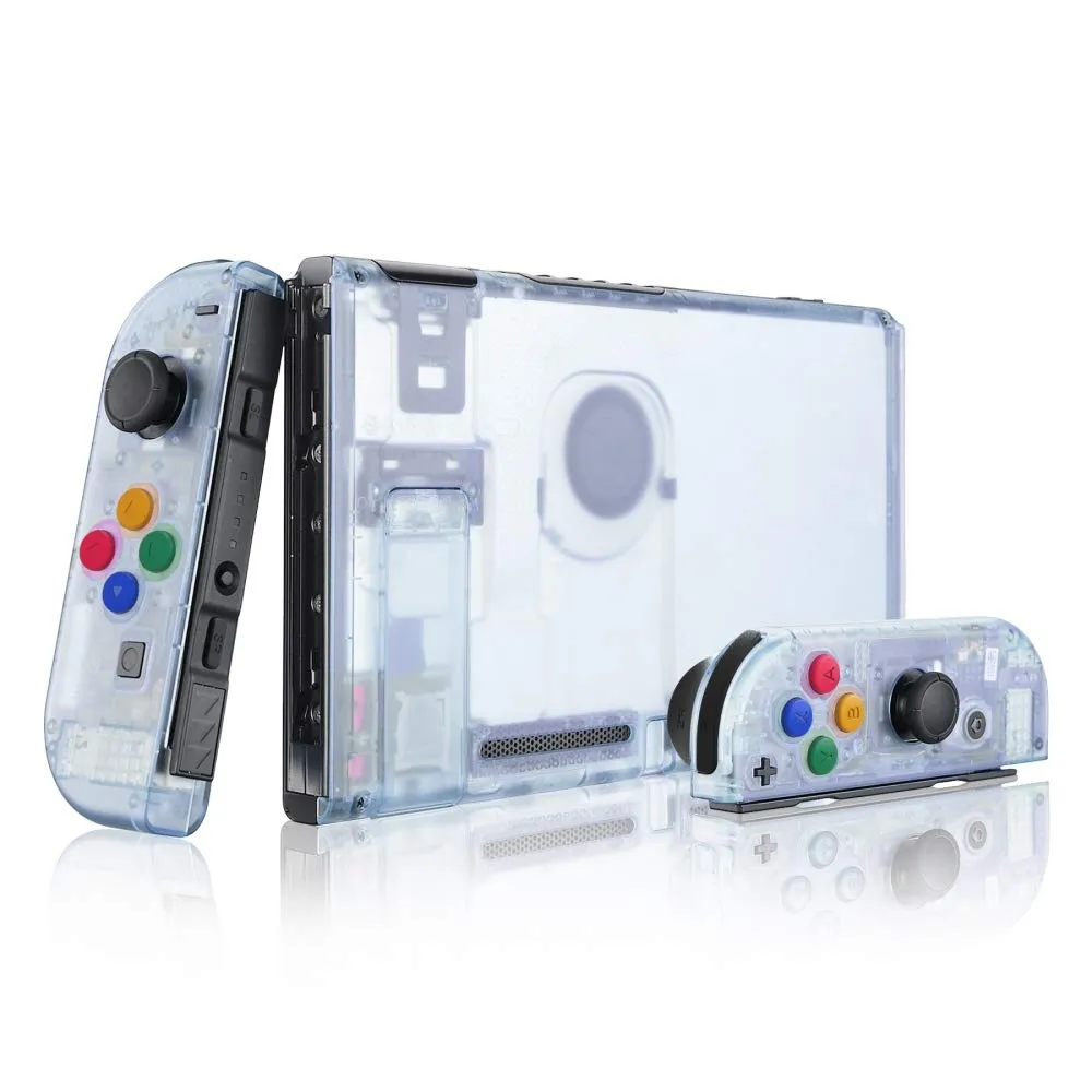 eXtremeRate Custodia Tasti Ricambio per Nintendo Switch,Cover Scocca Pulsanti Kit DIY per Joycon,Senza Controller e Console-Trasparente Blu Ghiacciaio - immagine 3