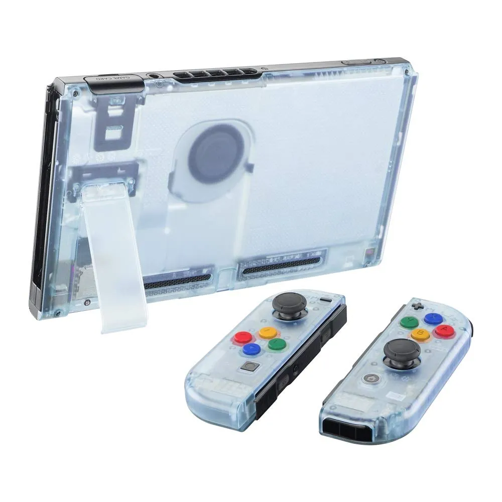 eXtremeRate Custodia Tasti Ricambio per Nintendo Switch,Cover Scocca Pulsanti Kit DIY per Joycon,Senza Controller e Console-Trasparente Blu Ghiacciaio - immagine 4