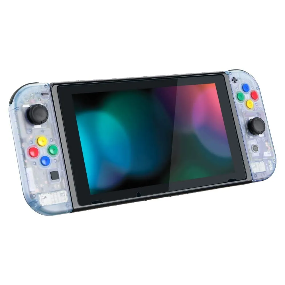 eXtremeRate Custodia Tasti Ricambio per Nintendo Switch,Cover Scocca Pulsanti Kit DIY per Joycon,Senza Controller e Console-Trasparente Blu Ghiacciaio - immagine 8
