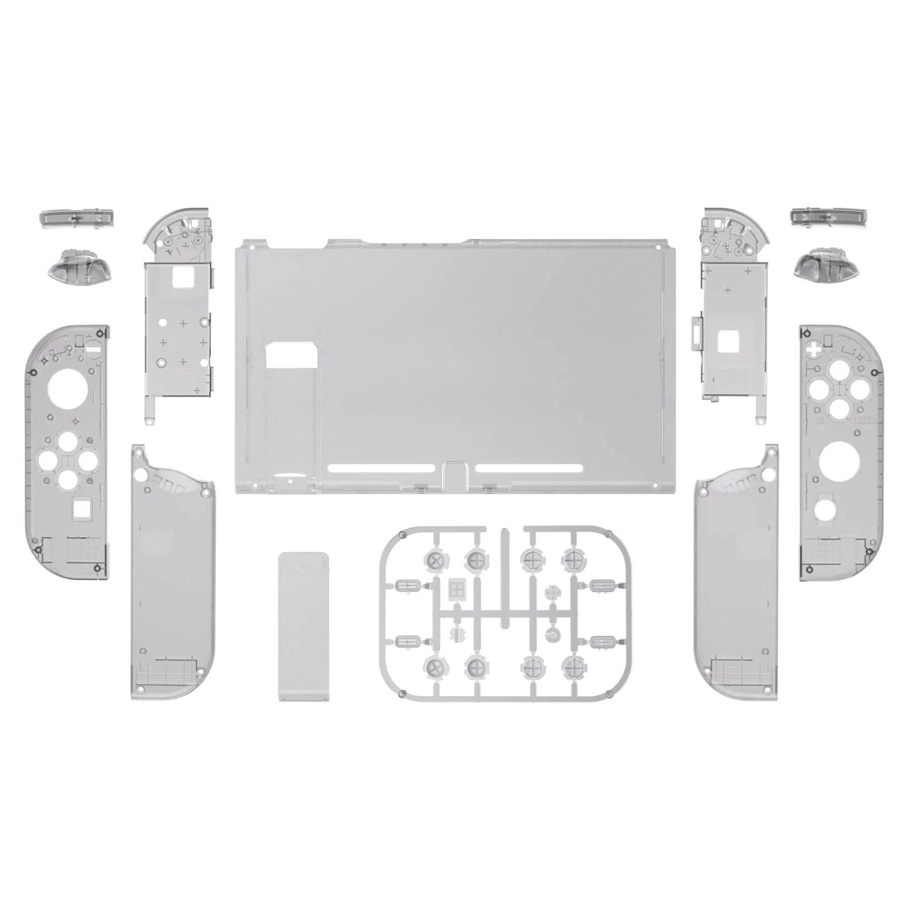 eXtremeRate Custodia Tasti Ricambio per Nintendo Switch,Cover Scocca Pulsanti Kit DIY per Joycon,Senza Controller e Console-Trasparente Nero - immagine 2