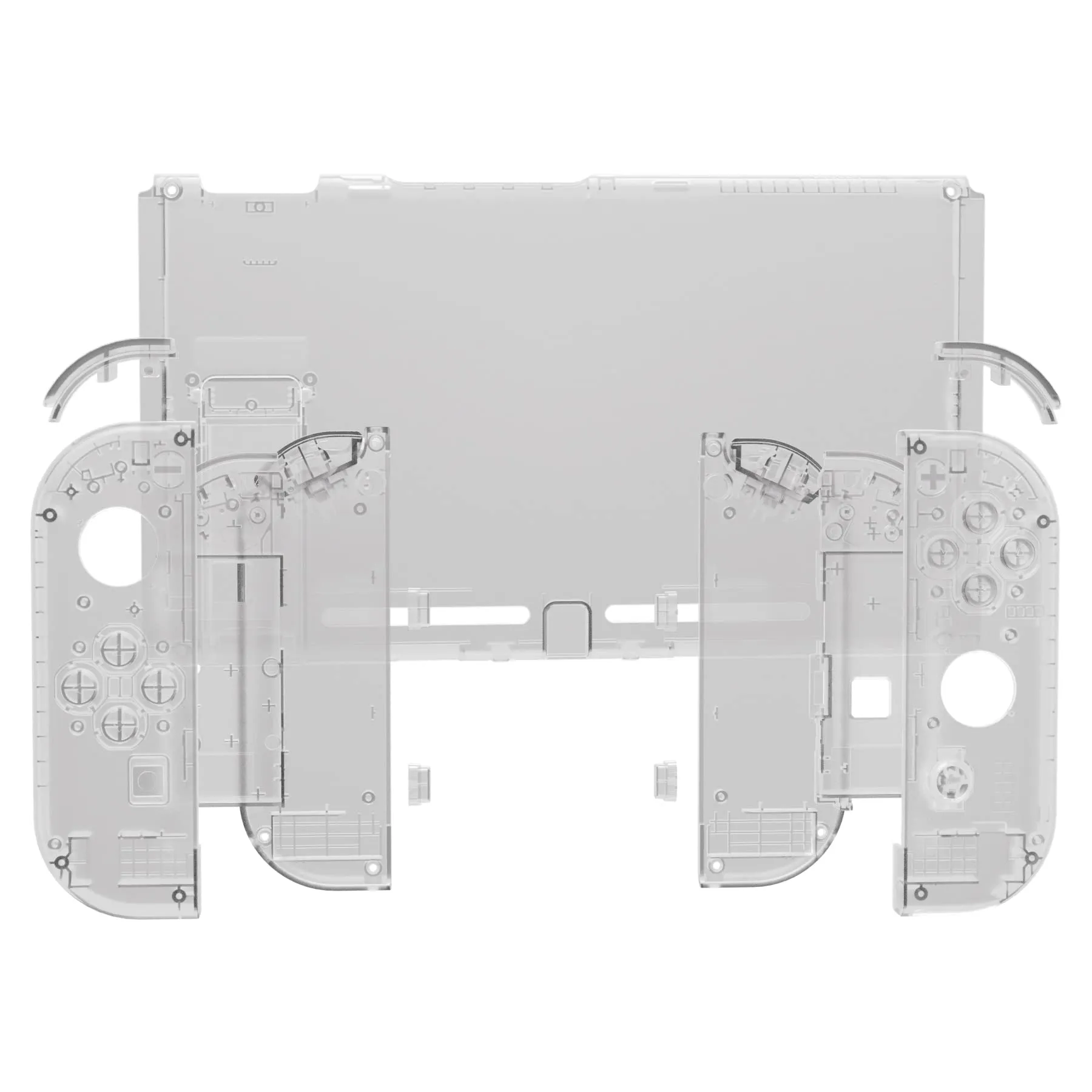 eXtremeRate Custodia Tasti Ricambio per Nintendo Switch,Cover Scocca Pulsanti Kit DIY per Joycon,Senza Controller e Console-Trasparente Nero - immagine 3
