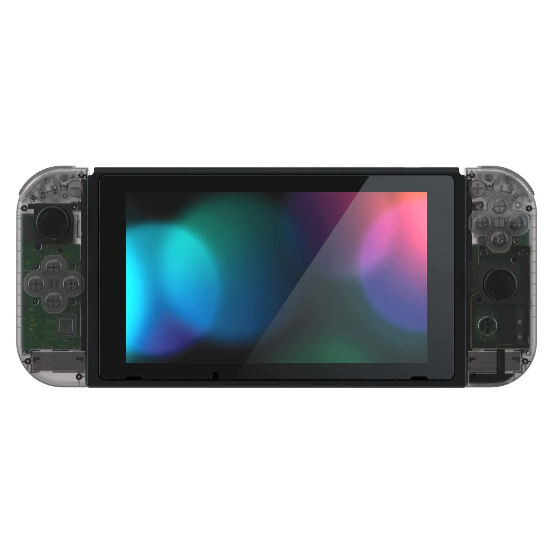 eXtremeRate Custodia Tasti Ricambio per Nintendo Switch,Cover Scocca Pulsanti Kit DIY per Joycon,Senza Controller e Console-Trasparente Nero - immagine 6