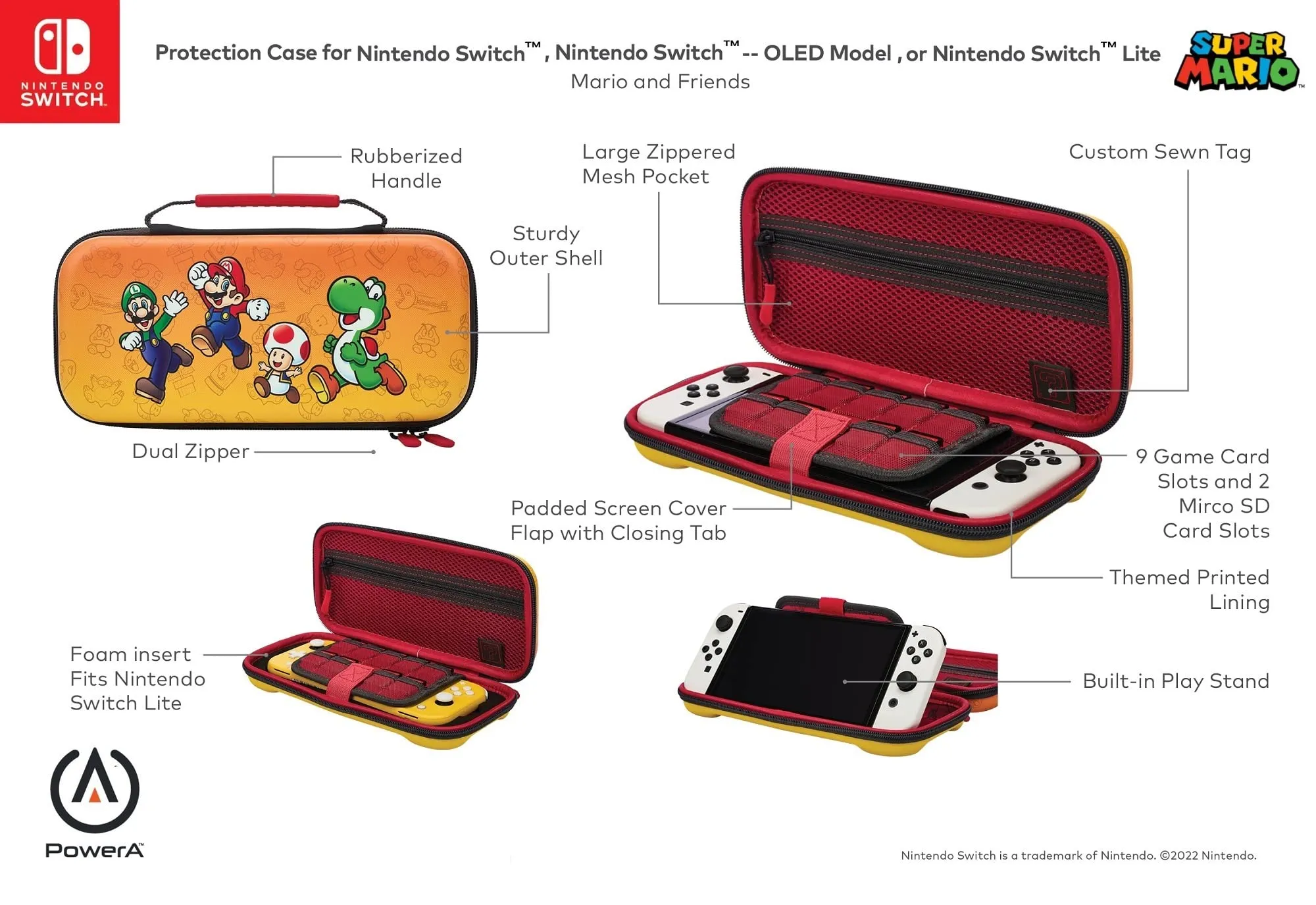 Protection Case for Nintendo Switch - OLED Model, Nintendo Switch or Nintendo Switch Lite - Mario and Friends - immagine 2