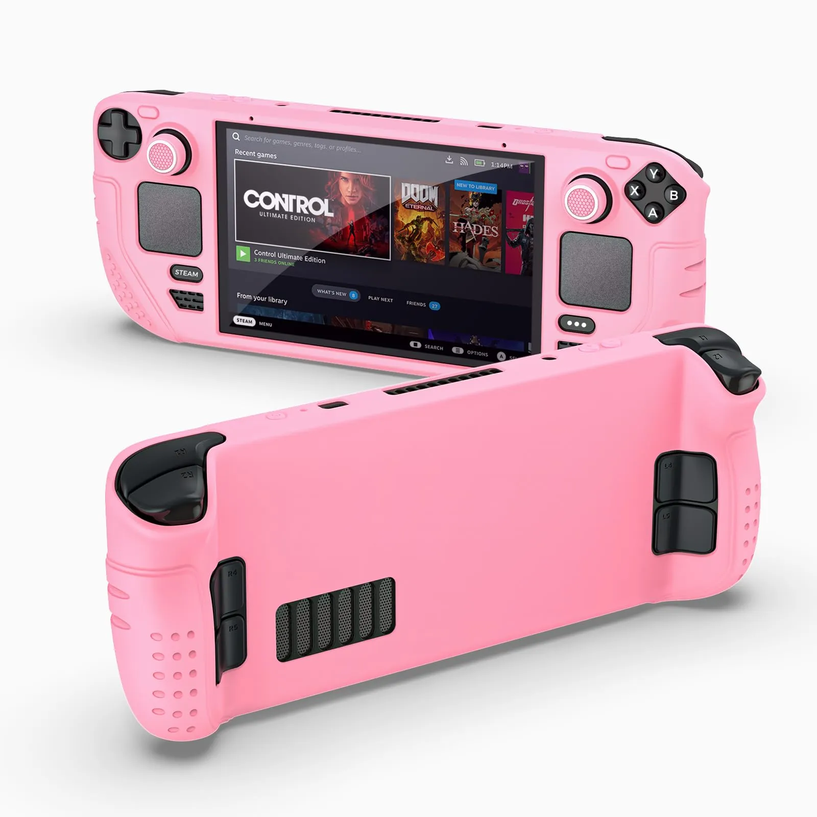 IINE - Custodia protettiva per scrivania a vapore, in silicone, 9 in 1, con protezione antigraffio, set di accessori per la piattaforma a vapore, colore: Rosa - immagine 1