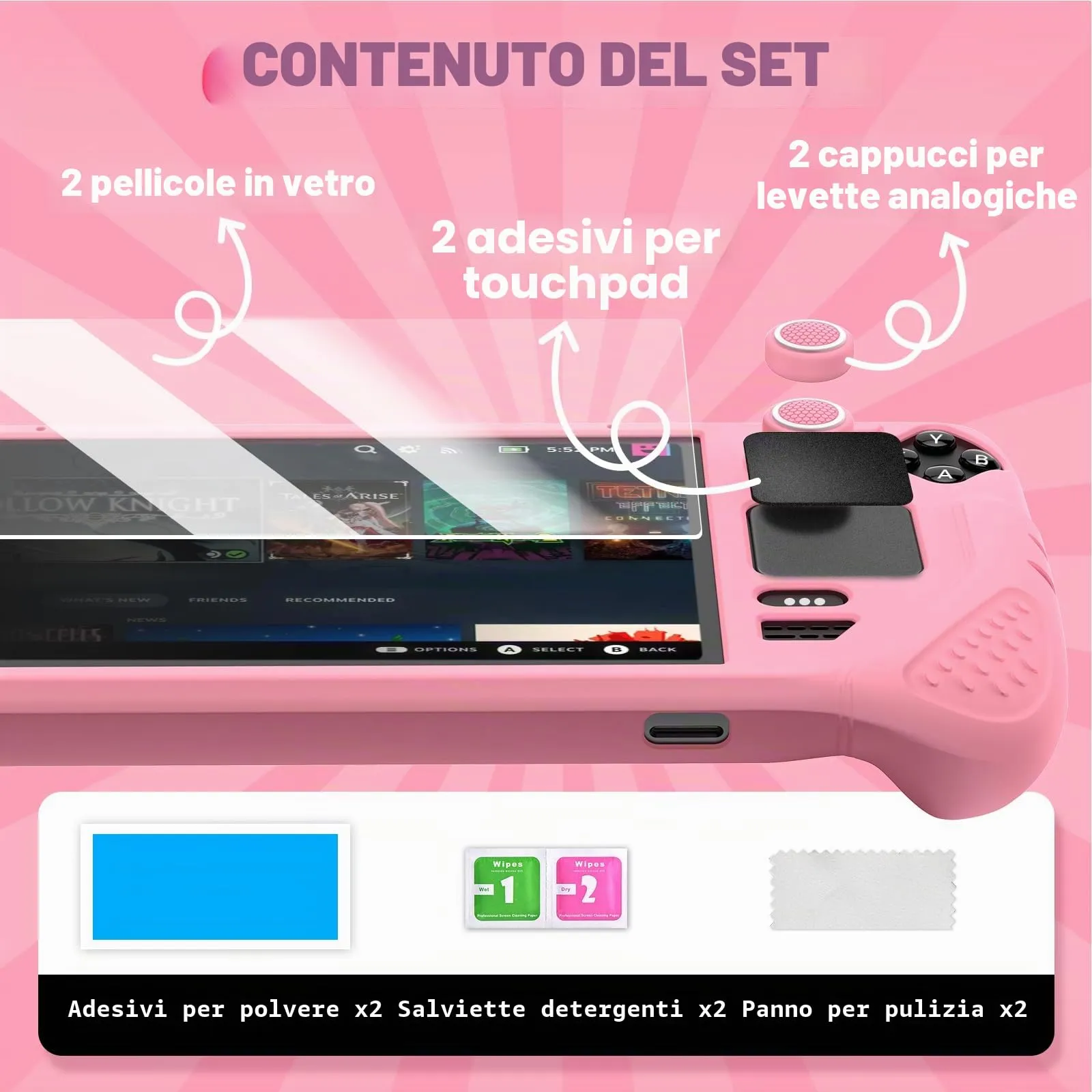 IINE - Custodia protettiva per scrivania a vapore, in silicone, 9 in 1, con protezione antigraffio, set di accessori per la piattaforma a vapore, colore: Rosa - immagine 5