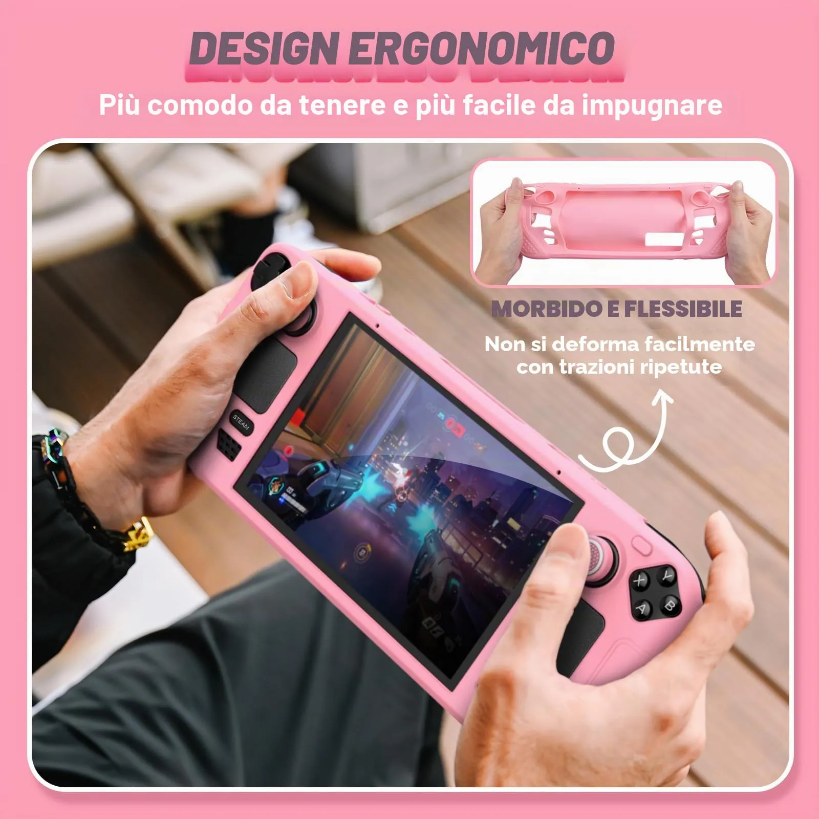 IINE - Custodia protettiva per scrivania a vapore, in silicone, 9 in 1, con protezione antigraffio, set di accessori per la piattaforma a vapore, colore: Rosa - immagine 6