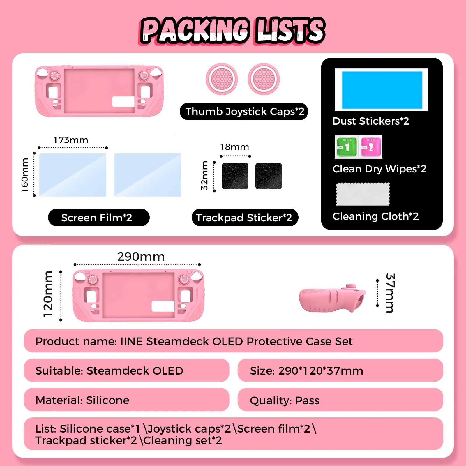 IINE - Custodia protettiva per scrivania a vapore, in silicone, 9 in 1, con protezione antigraffio, set di accessori per la piattaforma a vapore, colore: Rosa - immagine 8
