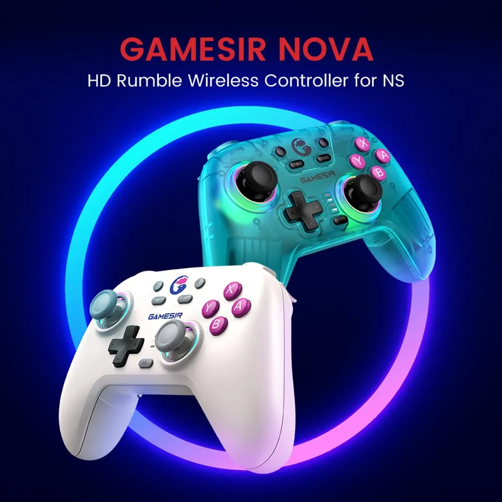 GameSir Nova Wireless Switch Pro Controller für Switch/Lite/OLED, Switch Controller mit Hall-Effekt JoySticks, RGB LED, Turbo, programmierbar, Bewegungssteuerung, Wake Up Funktion (verde) - immagine 2