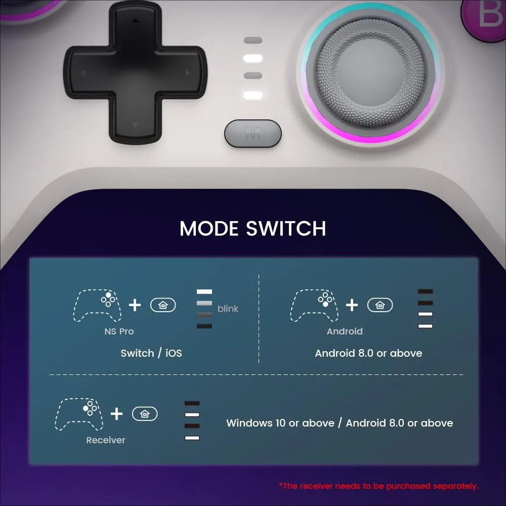GameSir Nova Wireless Switch Pro Controller für Switch/Lite/OLED, Switch Controller mit Hall-Effekt JoySticks, RGB LED, Turbo, programmierbar, Bewegungssteuerung, Wake Up Funktion (verde) - immagine 8