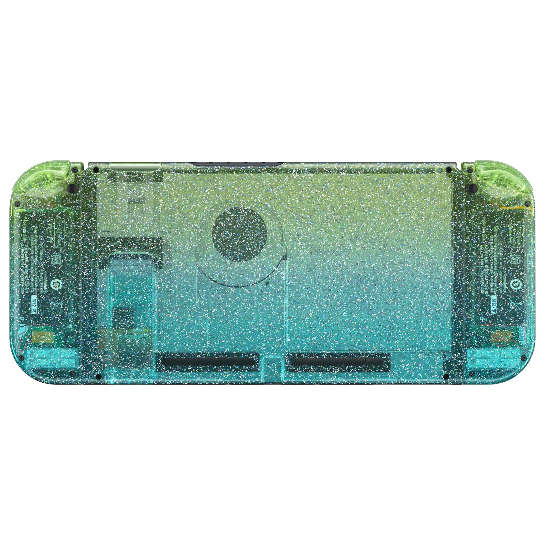 eXtremeRate Custodia Tasti Ricambio per Nintendo Switch,Cover Scocca Pulsanti Kit DIY per Joycon,Senza Controller e Console-Trasparente Glitterato Verde Blu - immagine 6