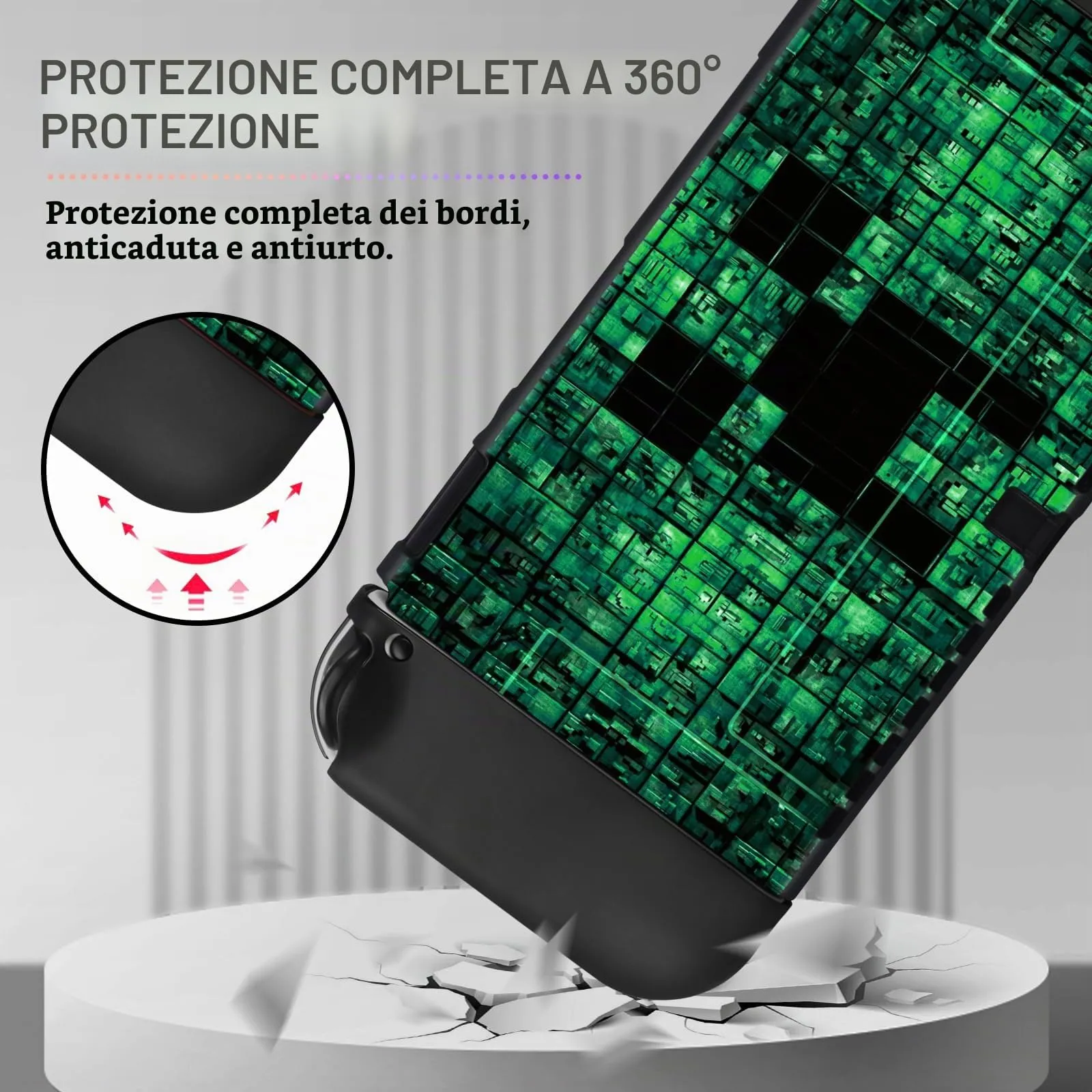 DLseego Custodia Compatibile con Switch OLED 2021 Edition, Morbida Dockable Custodia Switch OLED con 4 Copri levette analogiche, resistente ai graffi e all'assorbimento degli urti, Il mio mondo - immagine 2