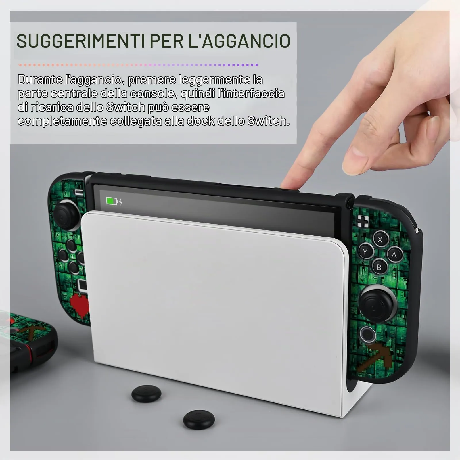DLseego Custodia Compatibile con Switch OLED 2021 Edition, Morbida Dockable Custodia Switch OLED con 4 Copri levette analogiche, resistente ai graffi e all'assorbimento degli urti, Il mio mondo - immagine 4