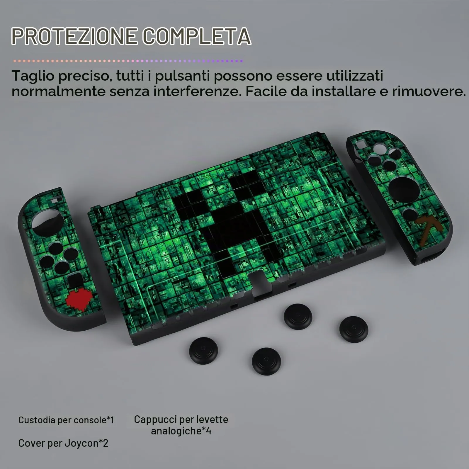 DLseego Custodia Compatibile con Switch OLED 2021 Edition, Morbida Dockable Custodia Switch OLED con 4 Copri levette analogiche, resistente ai graffi e all'assorbimento degli urti, Il mio mondo - immagine 6