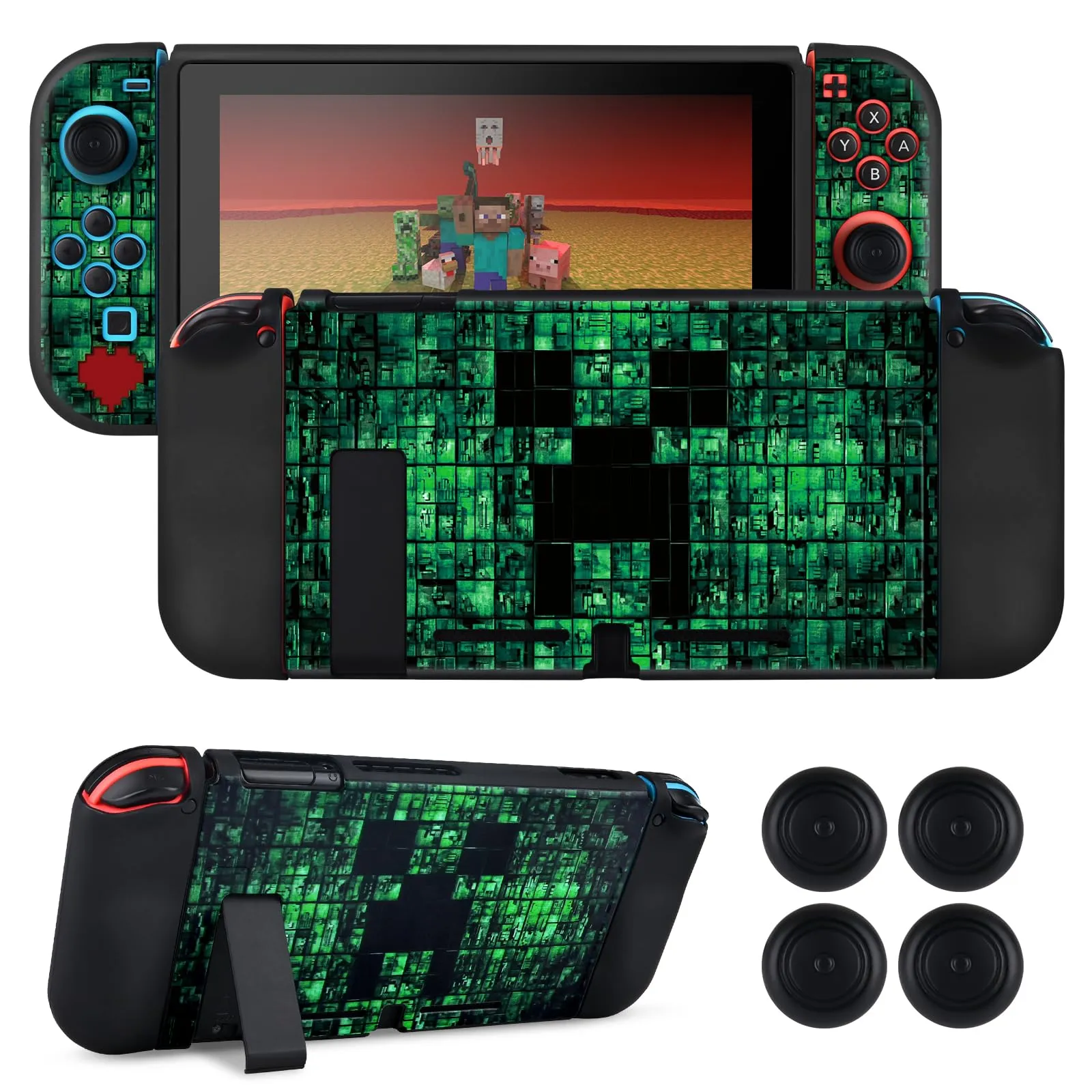DLseego Custodia Compatibile con Switch 2017 Edition, Morbida Dockable Custodia Switch con 4 Copri levette analogiche, resistente ai graffi e all'assorbimento degli urti,Il mio mondo - immagine 1