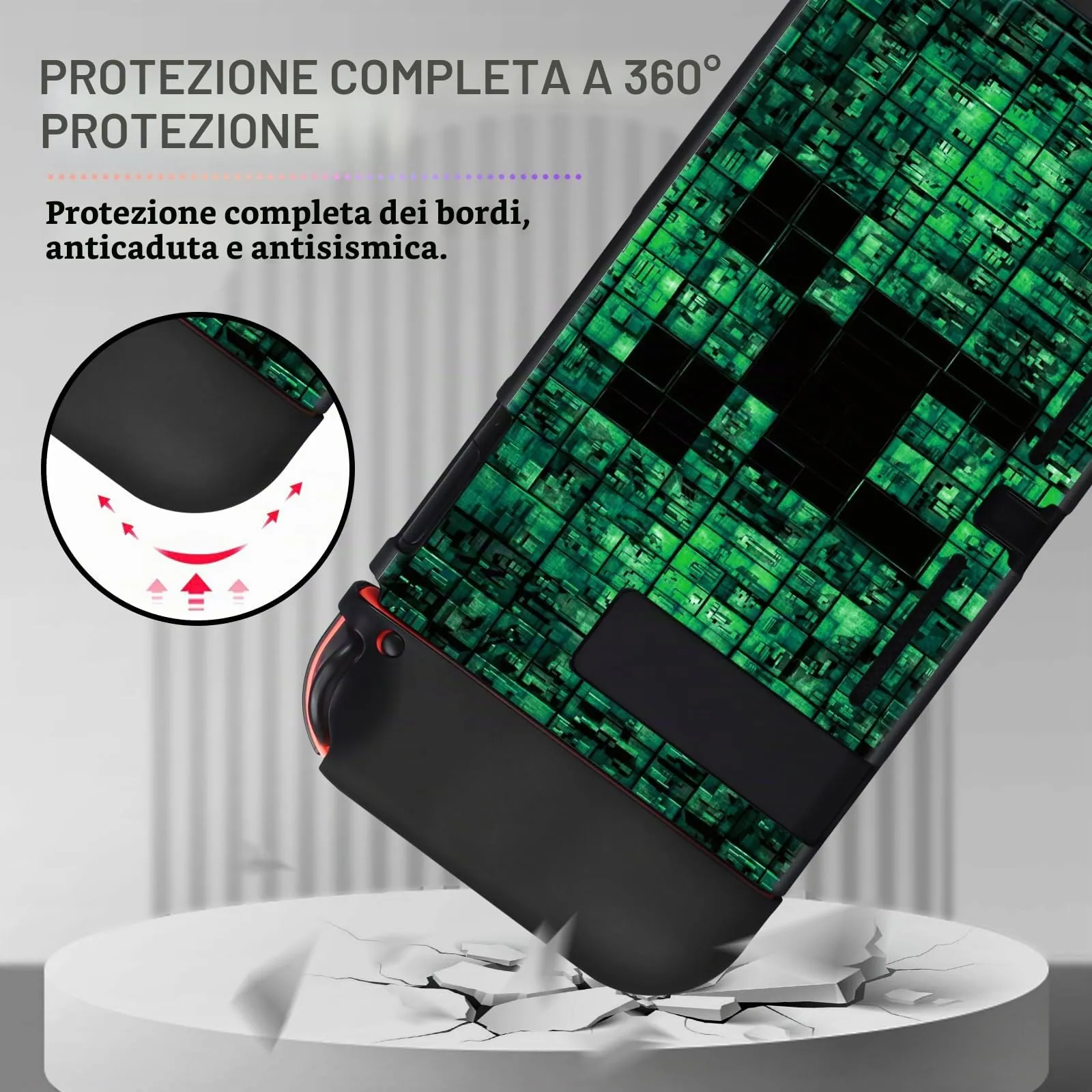 DLseego Custodia Compatibile con Switch 2017 Edition, Morbida Dockable Custodia Switch con 4 Copri levette analogiche, resistente ai graffi e all'assorbimento degli urti,Il mio mondo - immagine 2
