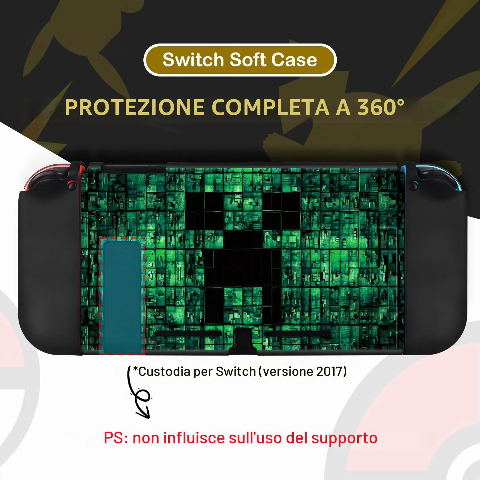 DLseego Custodia Compatibile con Switch 2017 Edition, Morbida Dockable Custodia Switch con 4 Copri levette analogiche, resistente ai graffi e all'assorbimento degli urti,Il mio mondo - immagine 3