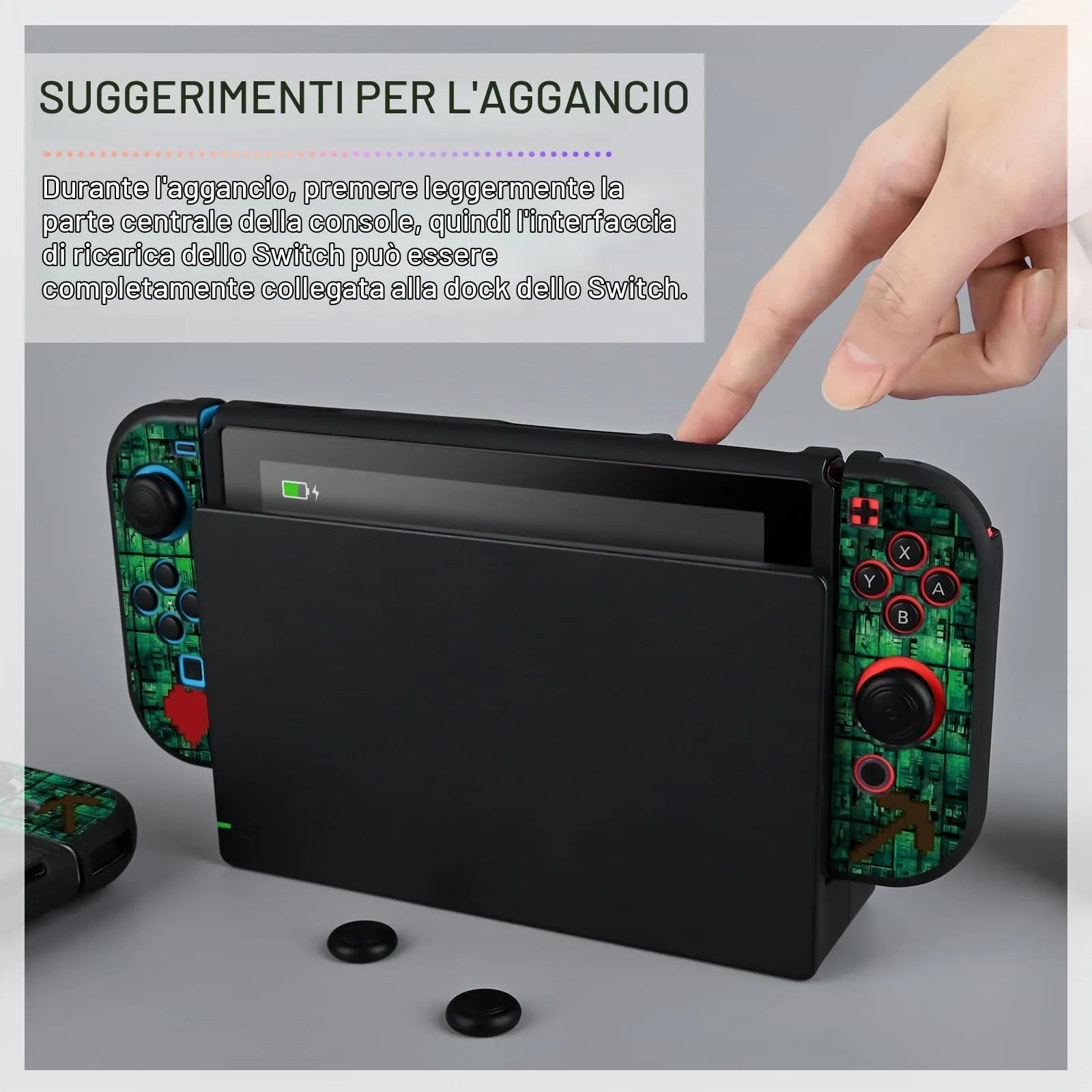 DLseego Custodia Compatibile con Switch 2017 Edition, Morbida Dockable Custodia Switch con 4 Copri levette analogiche, resistente ai graffi e all'assorbimento degli urti,Il mio mondo - immagine 4