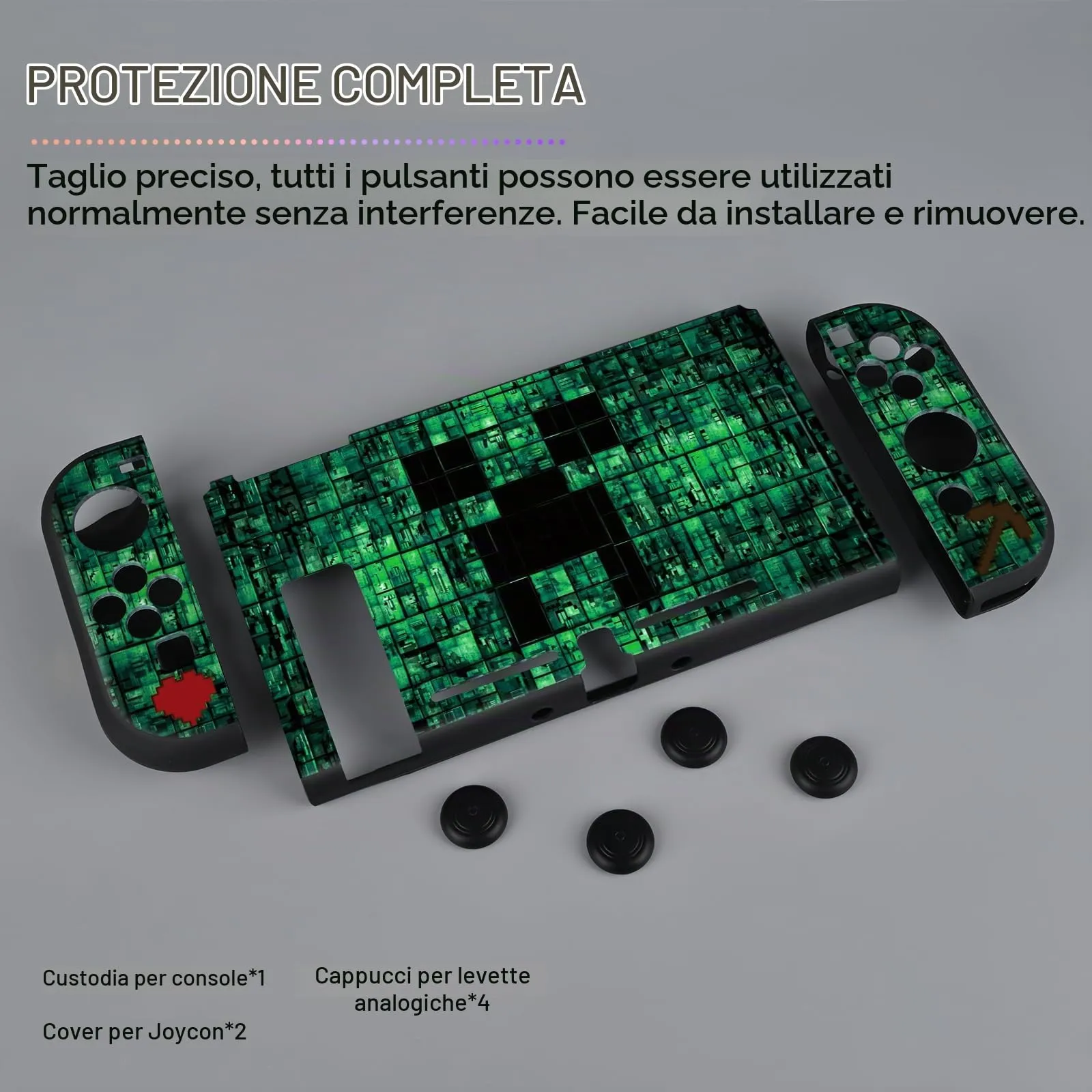 DLseego Custodia Compatibile con Switch 2017 Edition, Morbida Dockable Custodia Switch con 4 Copri levette analogiche, resistente ai graffi e all'assorbimento degli urti,Il mio mondo - immagine 6