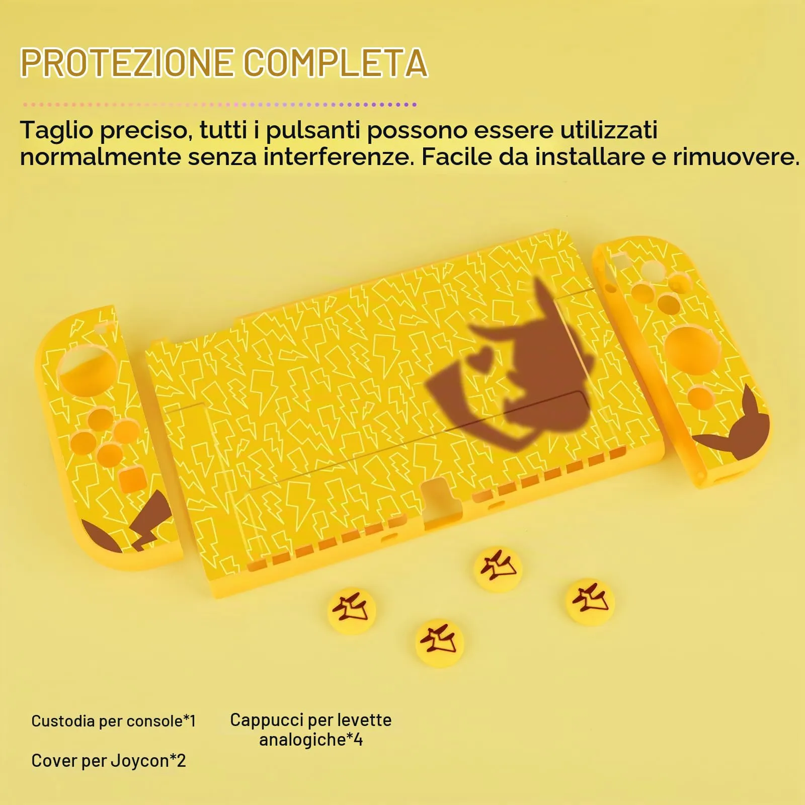 DLseego Custodia Compatibile con Switch OLED 2021 Edition, Morbida Dockable Custodia Switch OLED con 4 Copri levette analogiche, resistente ai graffi e all'assorbimento degli urti,Pika genio - immagine 7