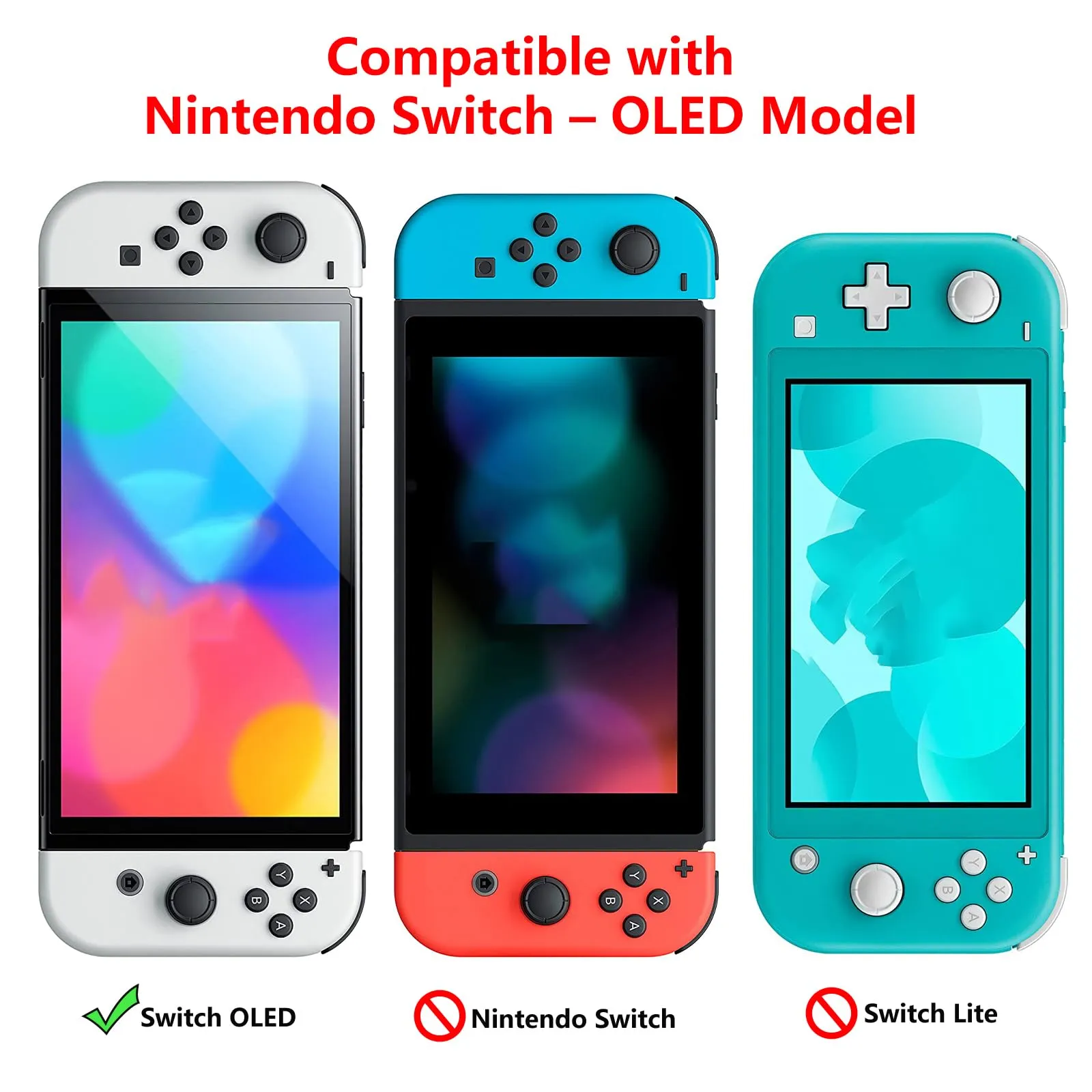 Teyomi Custodie compatibili con Nintendo Switch OLED, Trasparente Cover Compatibile con Switch OLED, Soft TPU Joy-Con Cover Hard PC Dockable Custodia protettiva per Switch OLED con 6 tappi Joystick - immagine 2
