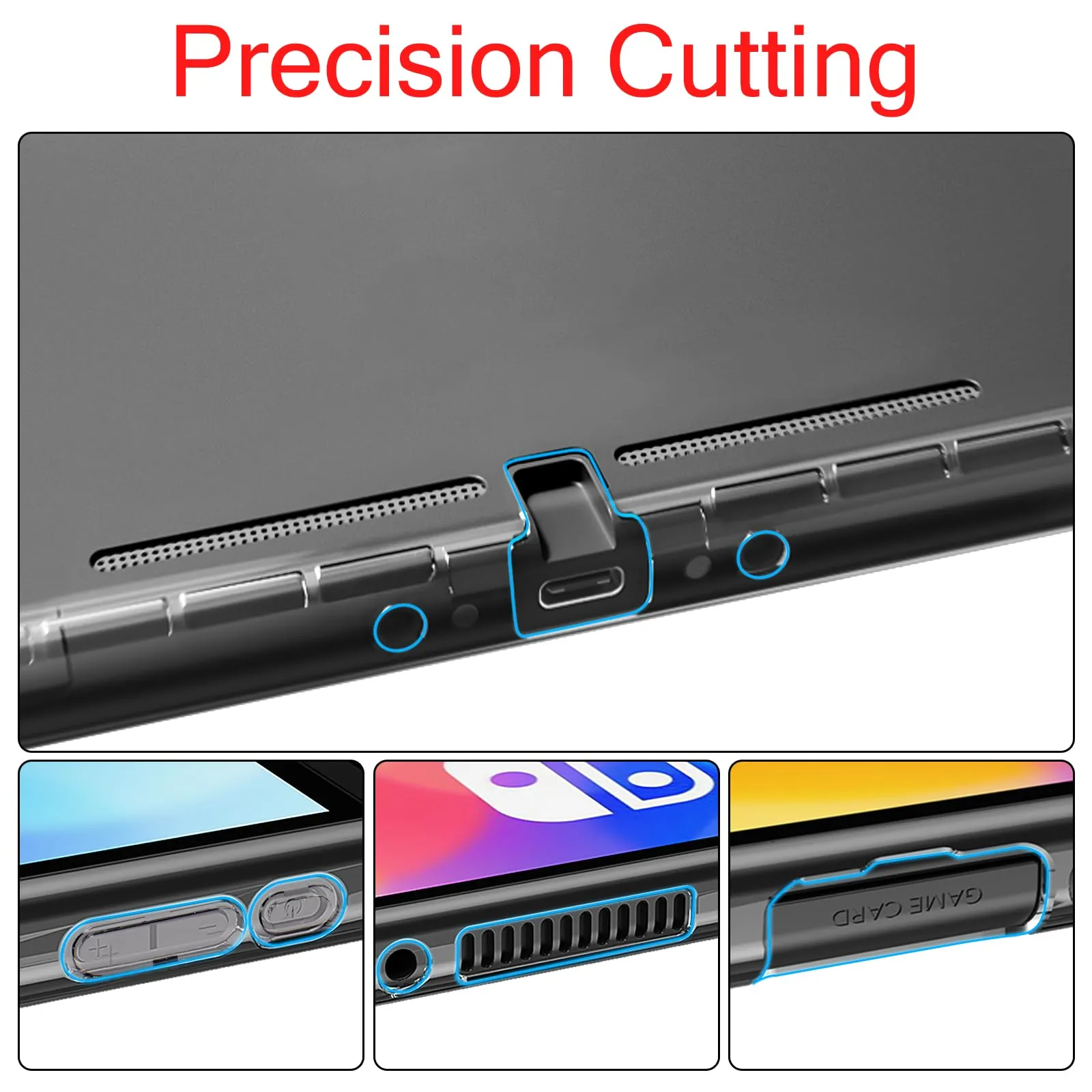 Teyomi Custodie compatibili con Nintendo Switch OLED, Trasparente Cover Compatibile con Switch OLED, Soft TPU Joy-Con Cover Hard PC Dockable Custodia protettiva per Switch OLED con 6 tappi Joystick - immagine 5