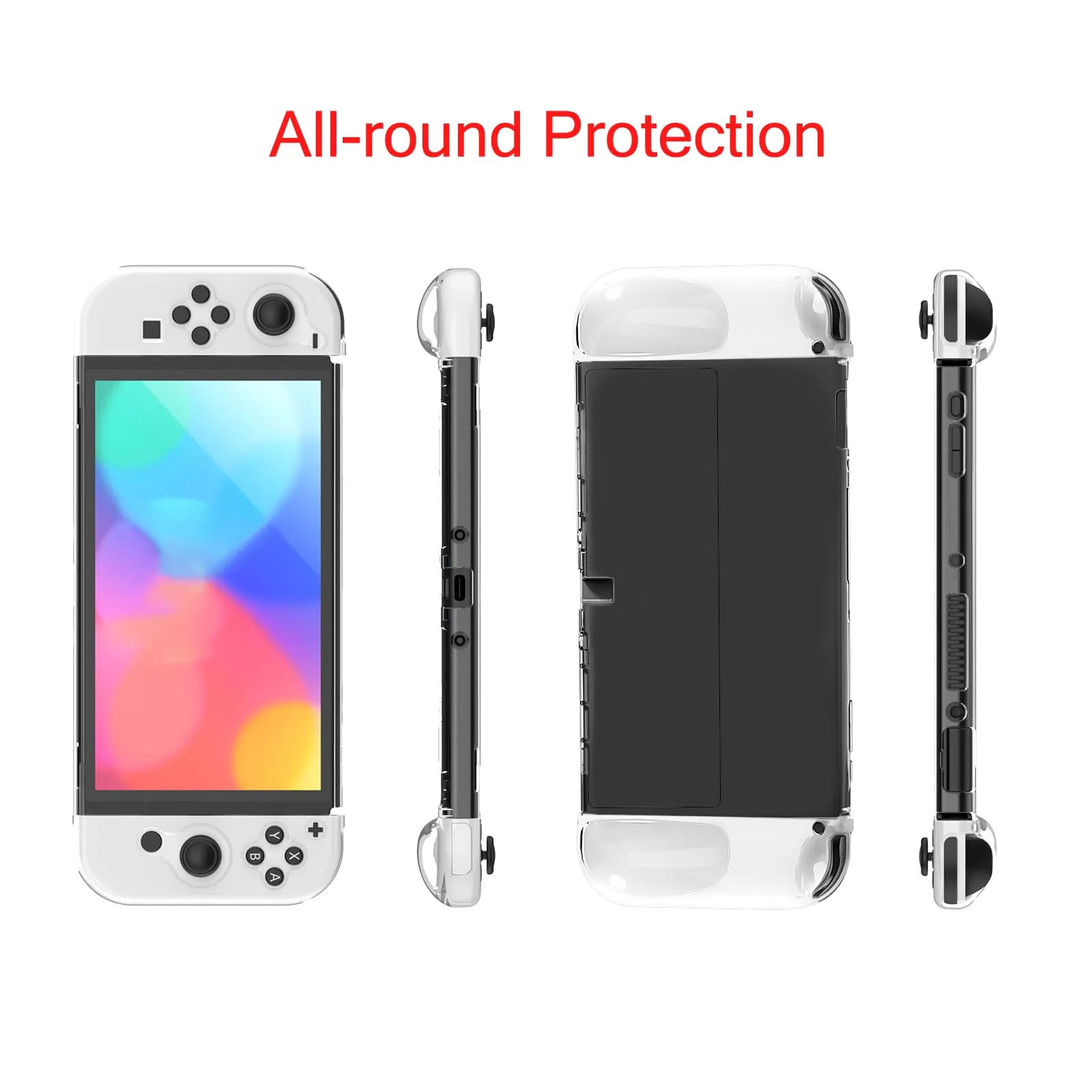 Teyomi Custodie compatibili con Nintendo Switch OLED, Trasparente Cover Compatibile con Switch OLED, Soft TPU Joy-Con Cover Hard PC Dockable Custodia protettiva per Switch OLED con 6 tappi Joystick - immagine 7