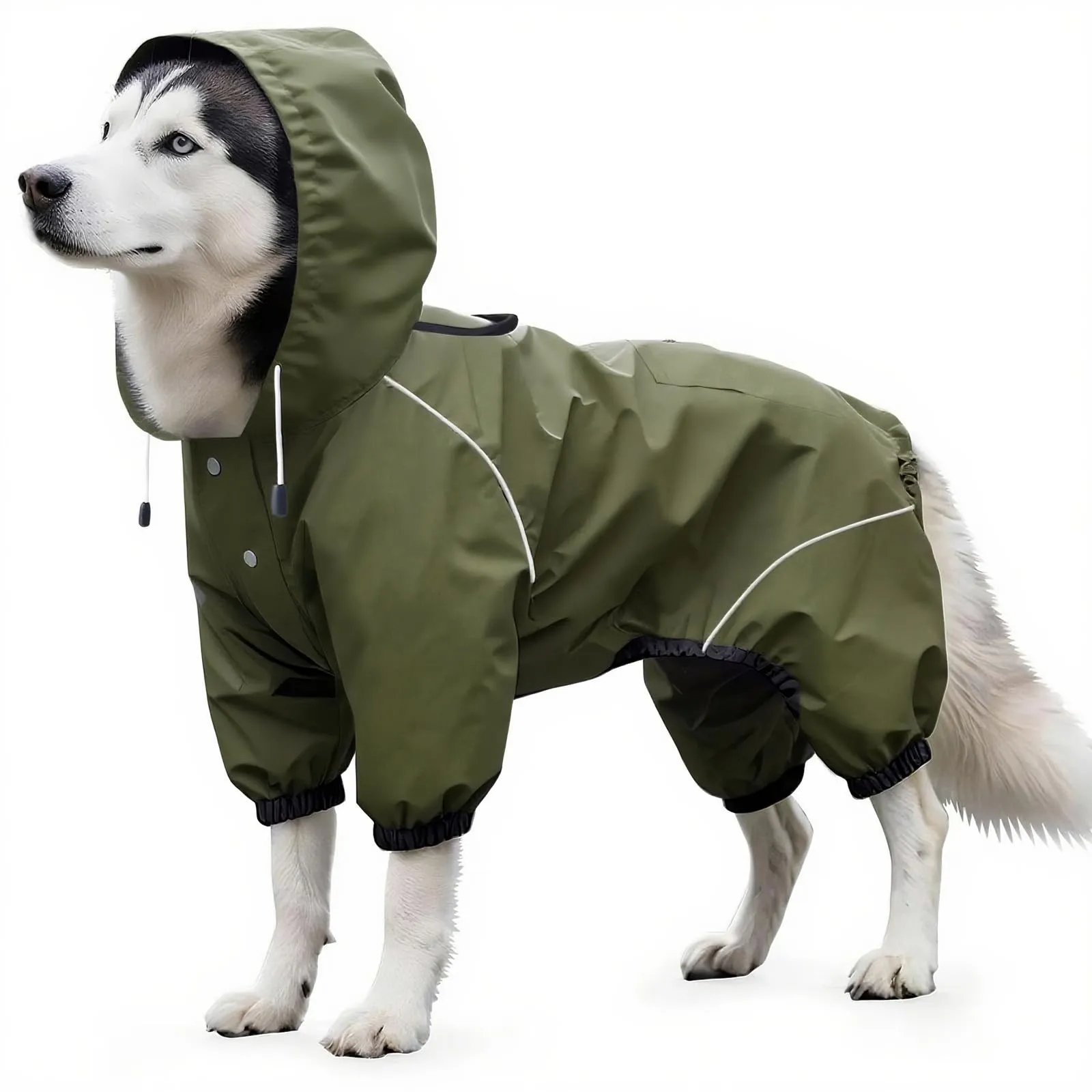 Idepet Impermeabile per cani con cappuccio e foro per collo, poncho impermeabile per pioggia per cani Giacca per pioggia riflettente per cani Felpe con cappuccio antivento - immagine 1