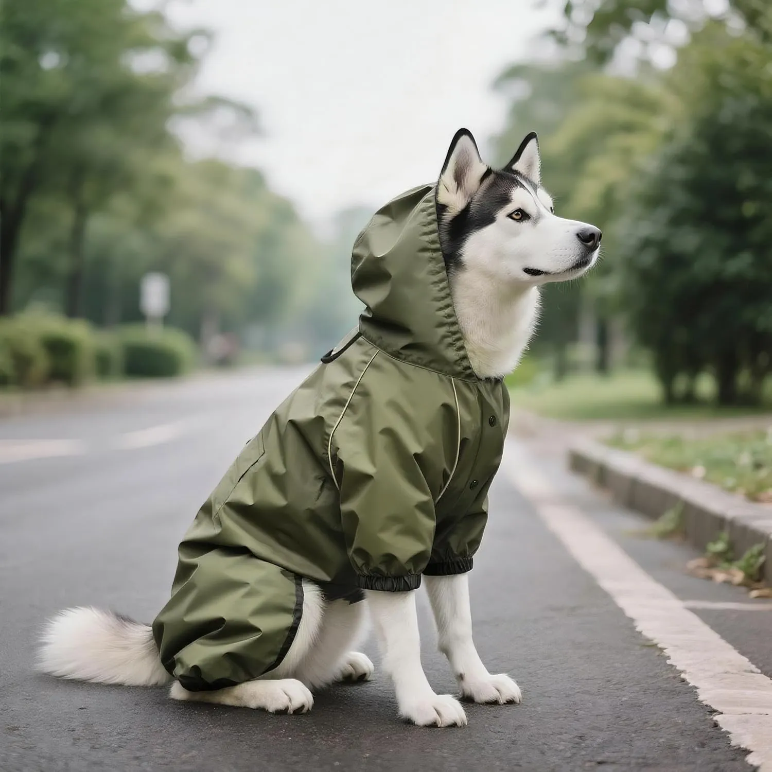 Idepet Impermeabile per cani con cappuccio e foro per collo, poncho impermeabile per pioggia per cani Giacca per pioggia riflettente per cani Felpe con cappuccio antivento - immagine 4