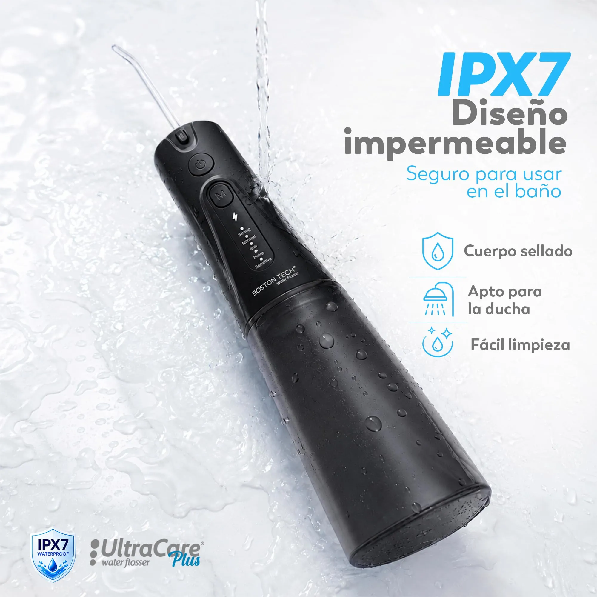 Aquapik UltraCare - Idropulsore orale wireless portatile USB-C, 8 bocchette, serbatoio da 300 ml, IPX7, pulizia interdentale per ortodonzia, protesi e viaggi - immagine 8