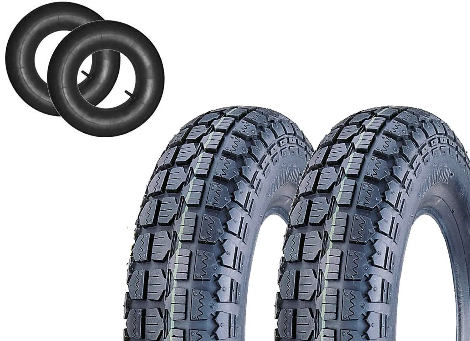 2 COPERTONI + 2 CAMERE d'Aria 3.50-8 Pneumatici RINFORZATI 4PR GOMME Ruota CARRIOLA - immagine 1