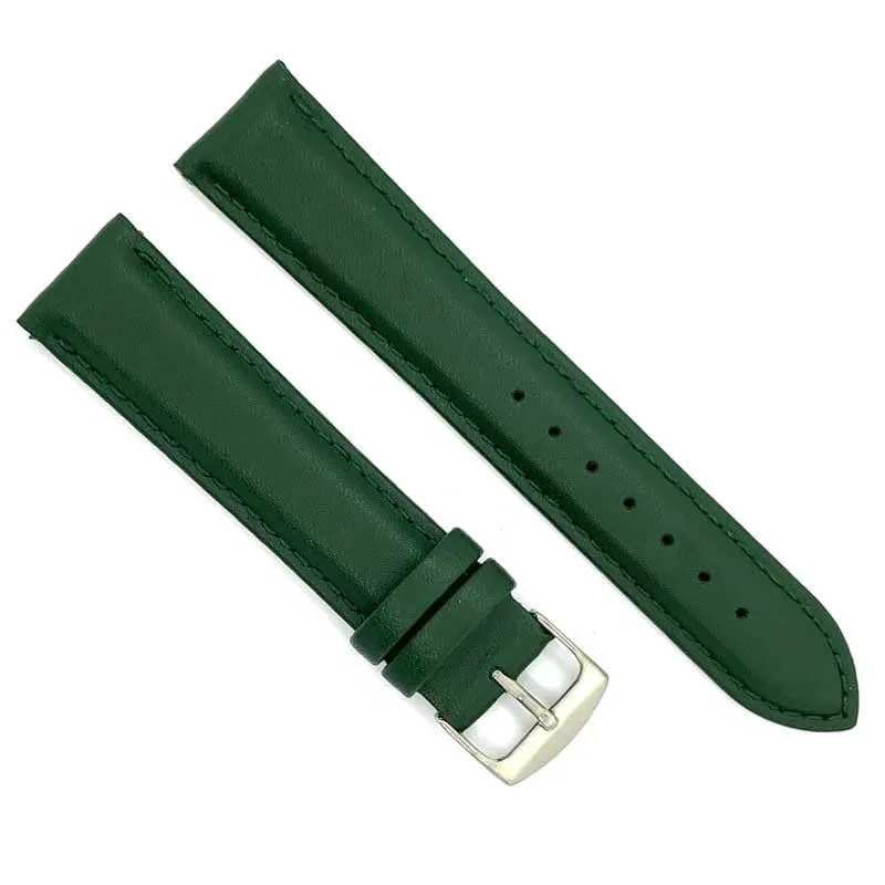 diloy Cinturino orologio pelle liscia cucita bombata 302 Verde Militare 22mm - immagine 2