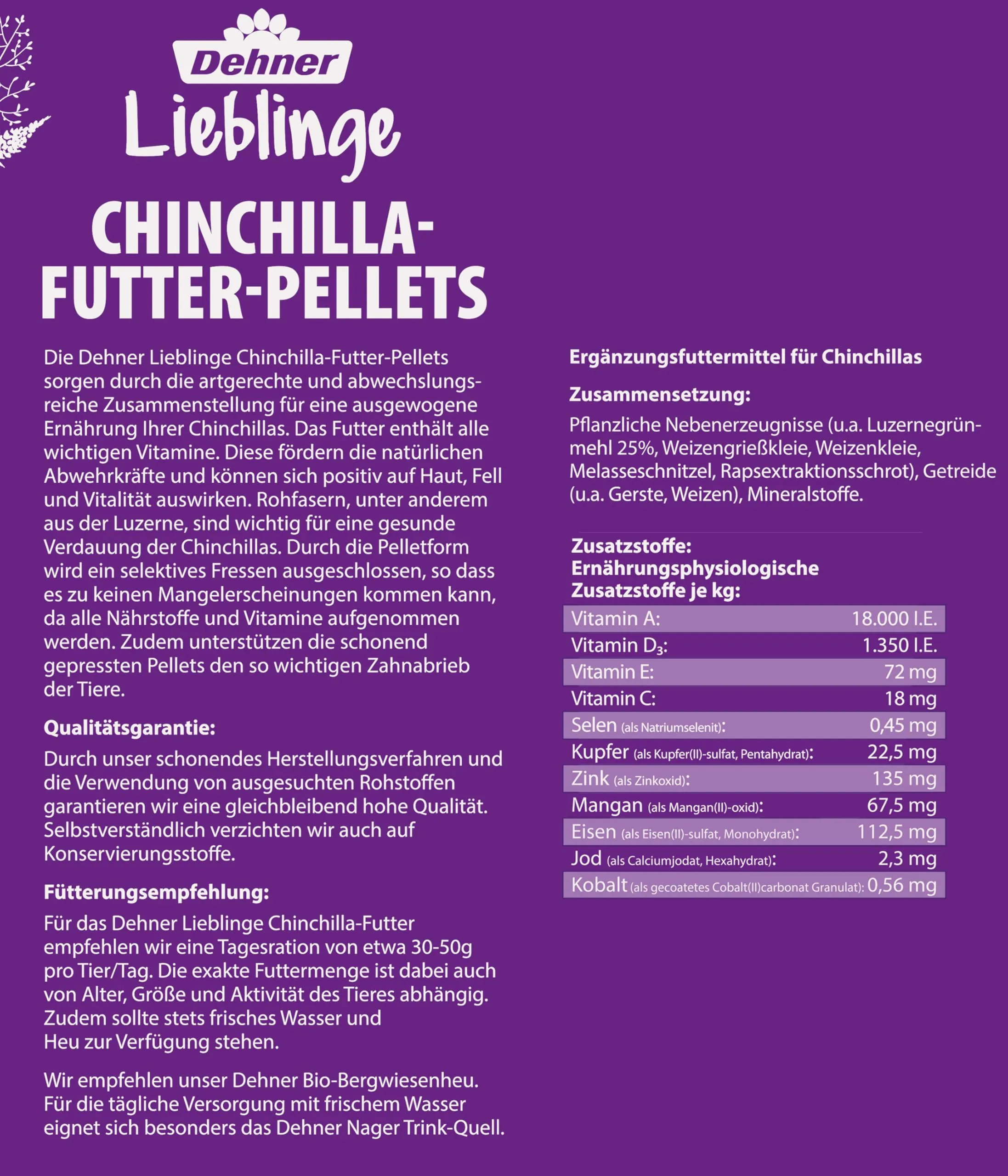 Dehner Mangime Preferito per roditori, cincillà, a Forma di Pellet, per Una Sana digestione, 5 kg - immagine 3