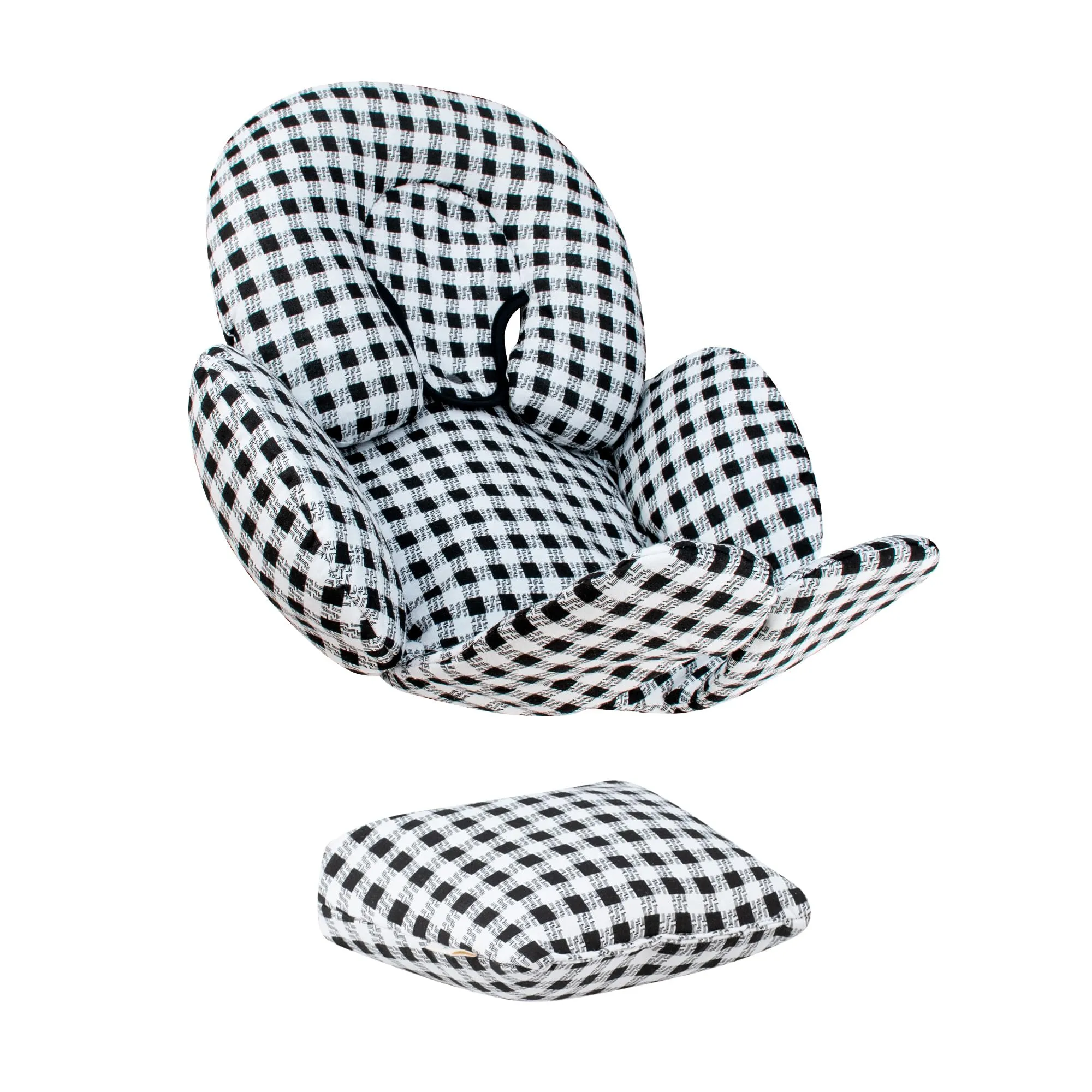 JYOKO KIDS Riduttore Antiallergico universale per Ovetto, Passeggino, Navicella 100% cotone per il sostegno de testa, corpo e schiena (Vichy, 3 Pezzi) - immagine 1