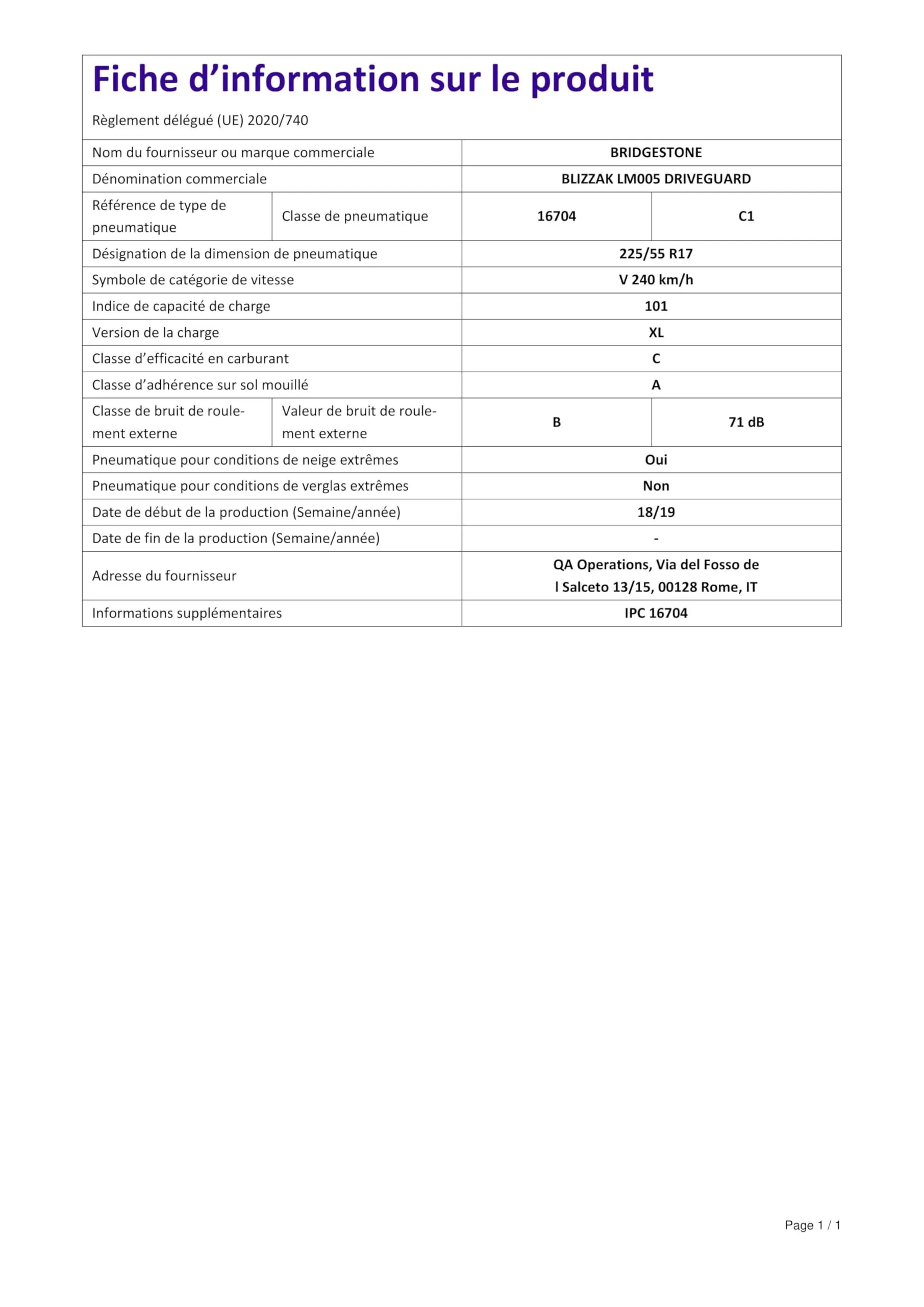 Bridgestone BLIZZAK LM005 DRIVEGUARD - 225/55 R17 101V XL - C/A/71 - pneumatico invernale con tecnologia DriveGuard Run-Flat (per auto e SUV/4x4) - immagine 4