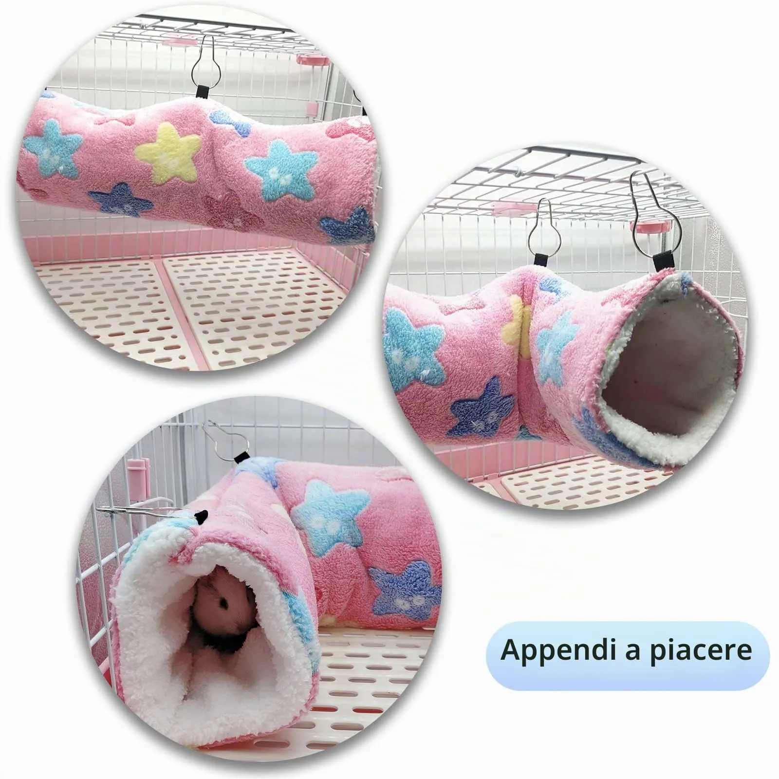 QeeHeng Amaca per ratti di furetto di cavia, aiuola da appendere, per animali domestici, per criceti, cincillà, aliante, furetto, nascondiglio, gabbia per dormire, accessori rosa - immagine 2