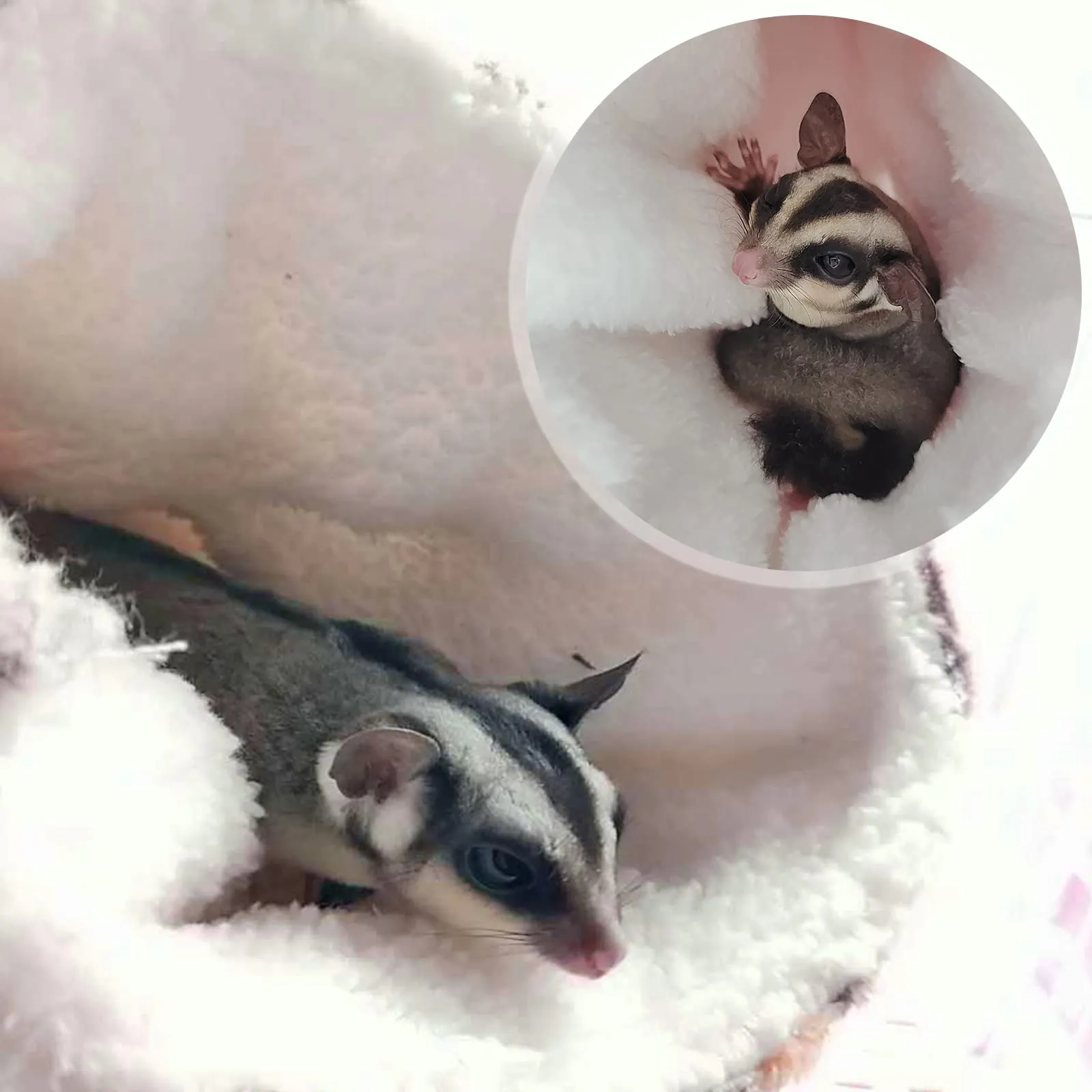 QeeHeng Amaca per ratti di furetto di cavia, aiuola da appendere, per animali domestici, per criceti, cincillà, aliante, furetto, nascondiglio, gabbia per dormire, accessori rosa - immagine 3