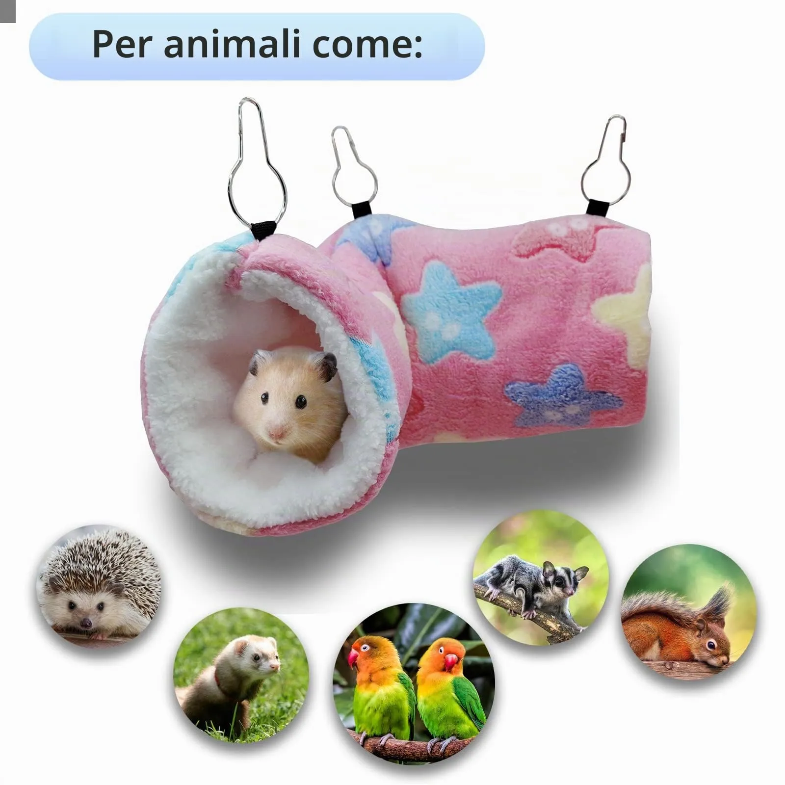 QeeHeng Amaca per ratti di furetto di cavia, aiuola da appendere, per animali domestici, per criceti, cincillà, aliante, furetto, nascondiglio, gabbia per dormire, accessori rosa - immagine 5