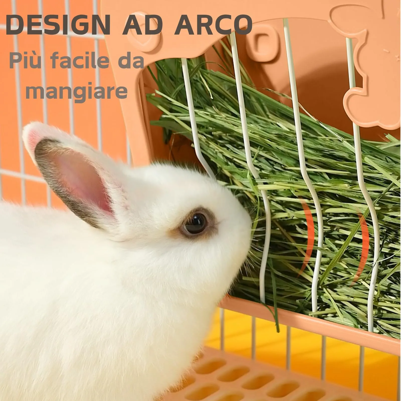 Porta Fieno Conigli, Set di alimentazione 3 in 1 con ciotola per cibo e imbuto sospeso per gabbia, Mangiatoia per Coniglio Cavia Cincillà Piccoli Animali (Rosa) - immagine 4