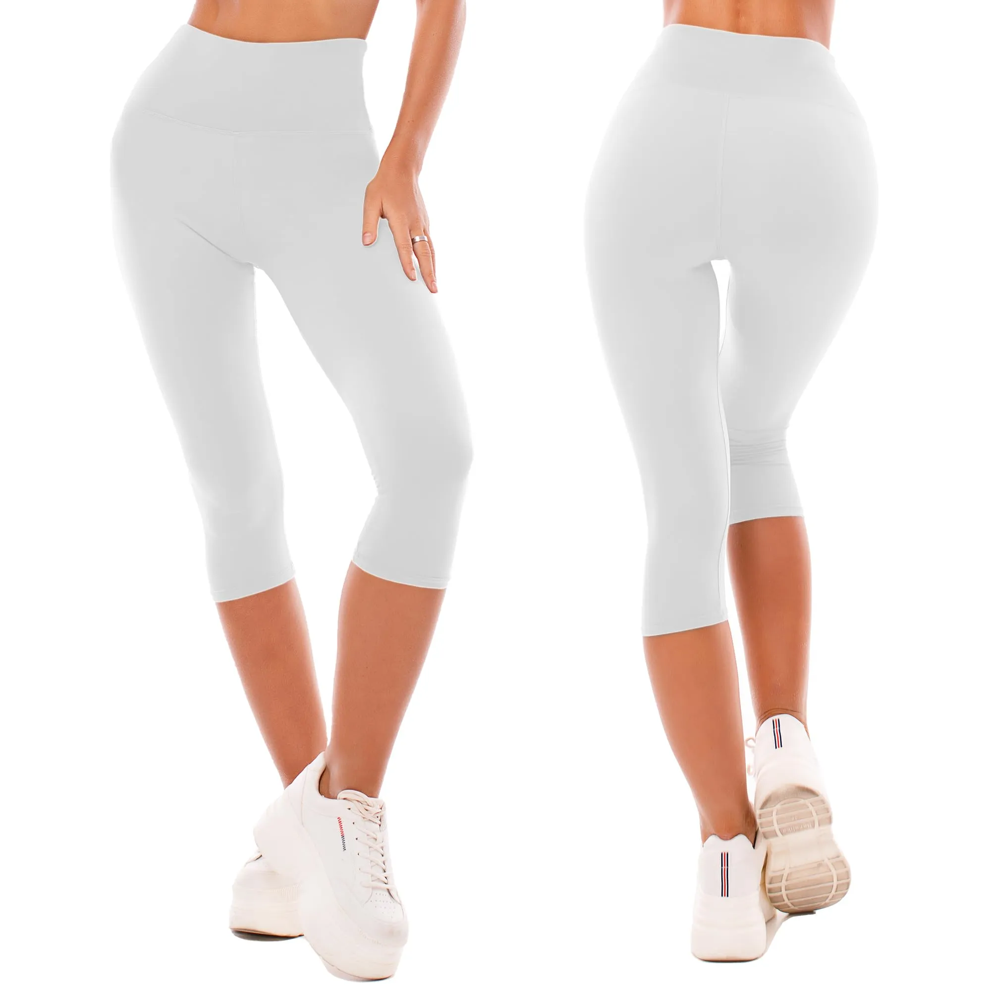 SINOPHANT Leggins 3/4 Donna Corti Estivo Sportivi Bianco SM - immagine 2