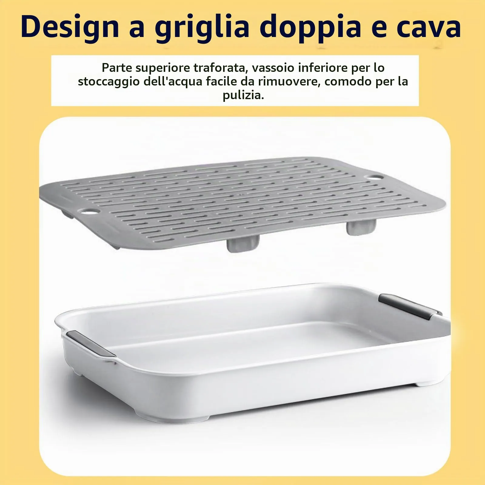 Lettiera per Coniglio Lettiera con Griglia Vassoio,Vasino per L'addestramento per Piccoli Animali,Furetto,Conigli (Bianco, S) - immagine 3