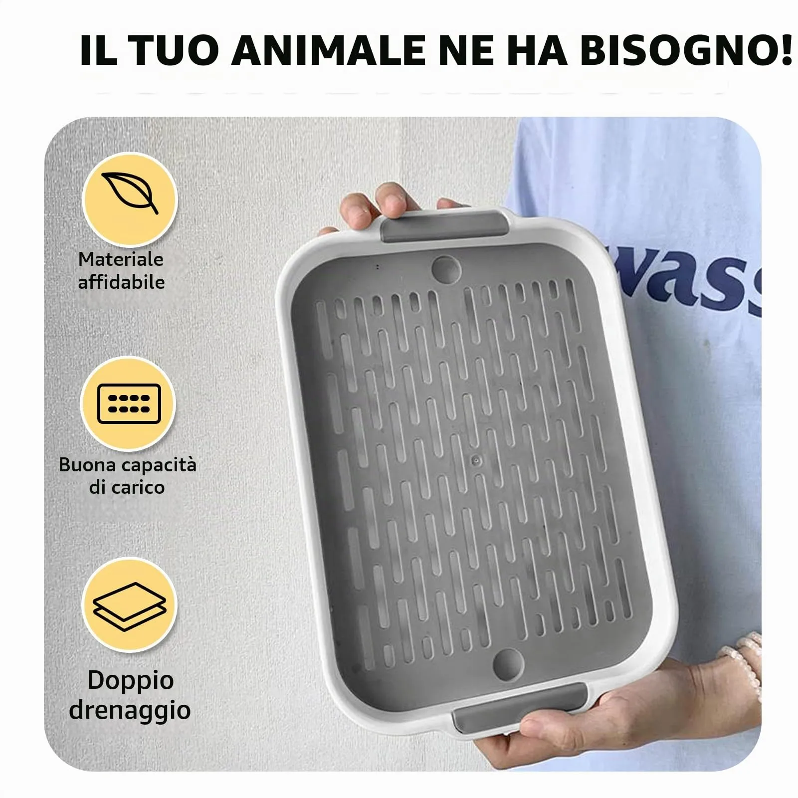 Lettiera per Coniglio Lettiera con Griglia Vassoio,Vasino per L'addestramento per Piccoli Animali,Furetto,Conigli (Bianco, S) - immagine 4