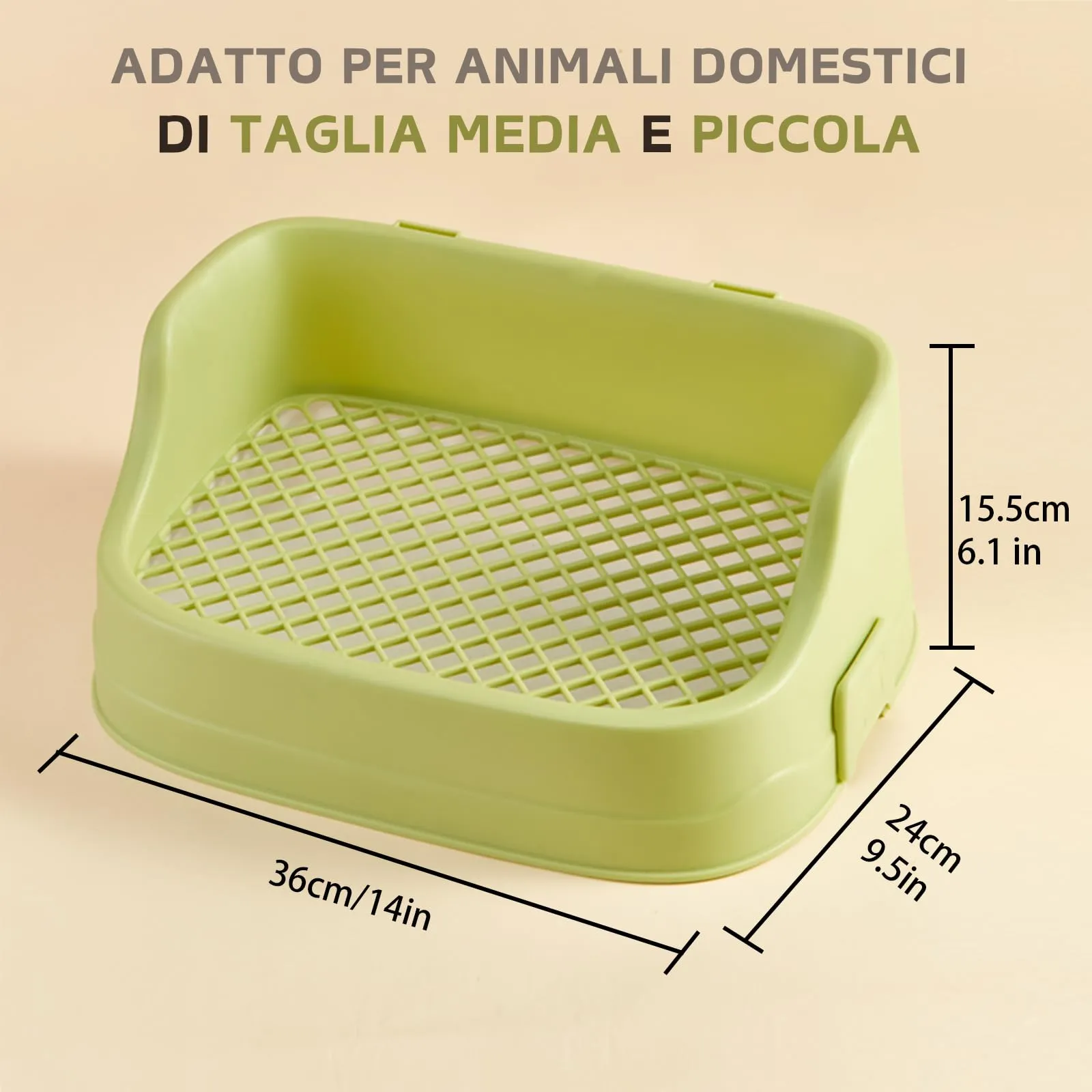 Lettiera Coniglio, Medio Vassoio Rettangolare per Letame Piccoli Animali Staccabile Addestratore Vasino Toilette Gabbie per Animali Domestici Conigli Porcellini d'India Criceti Cincillà (Verde) - immagine 2