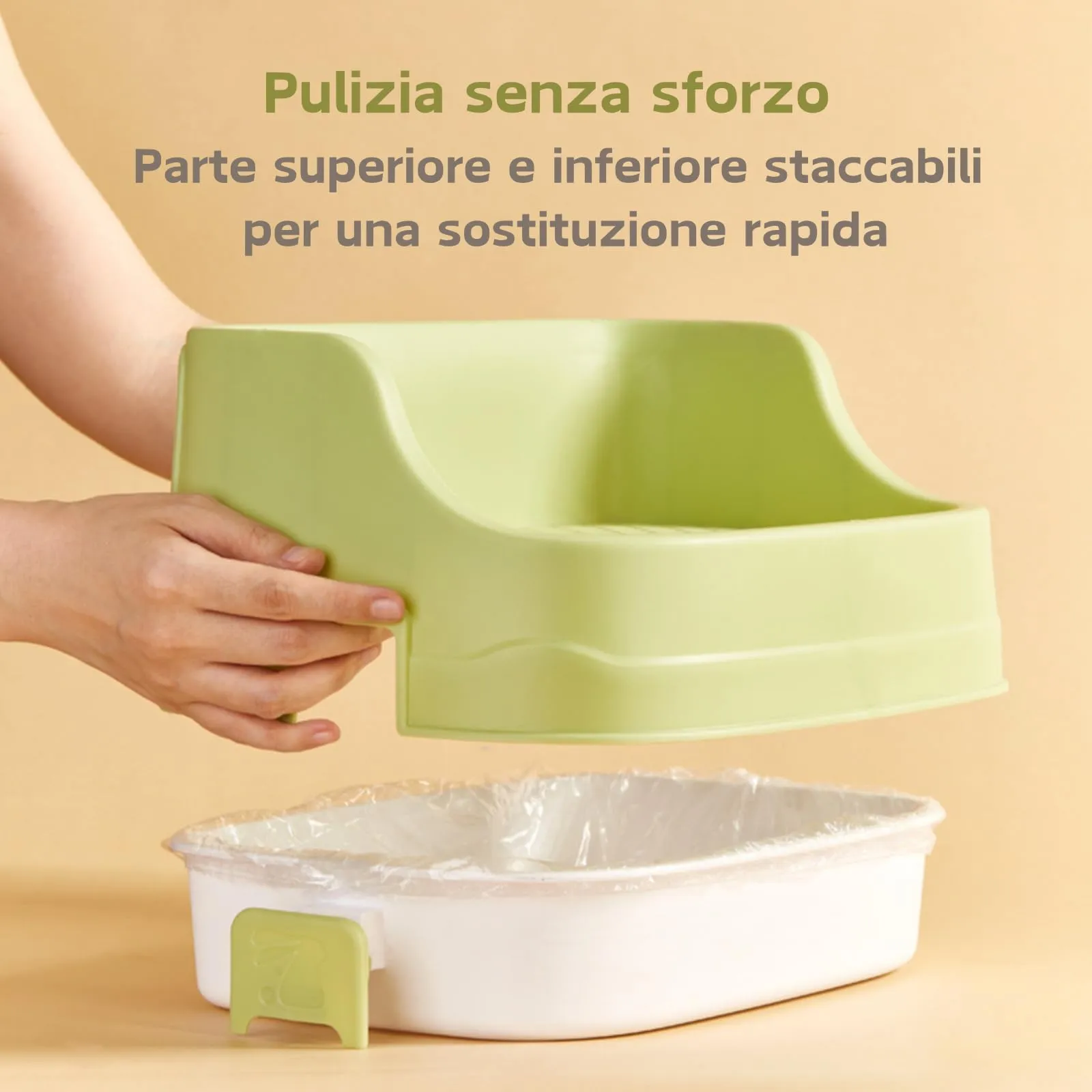 Lettiera Coniglio, Medio Vassoio Rettangolare per Letame Piccoli Animali Staccabile Addestratore Vasino Toilette Gabbie per Animali Domestici Conigli Porcellini d'India Criceti Cincillà (Verde) - immagine 3