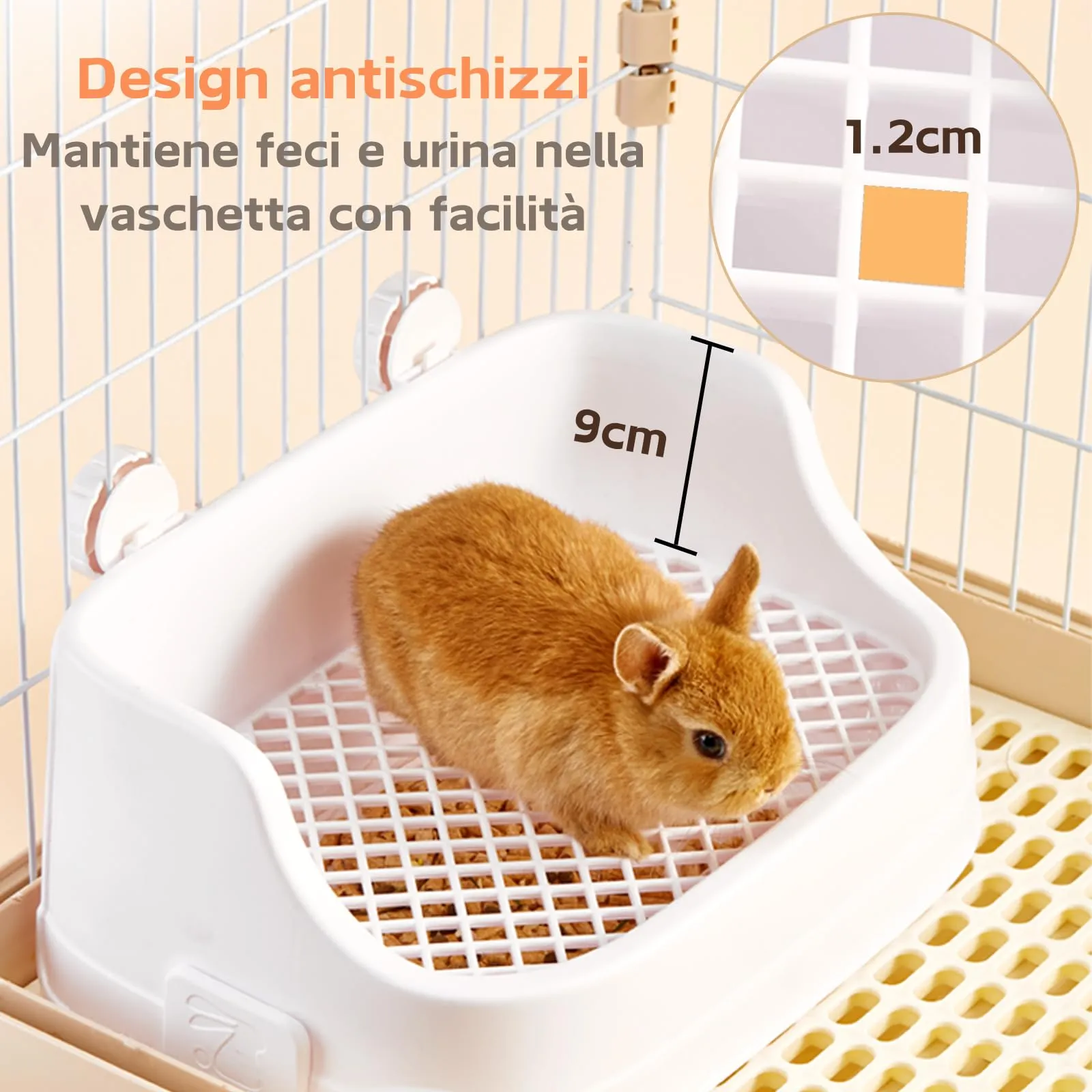 Lettiera Coniglio, Medio Vassoio Rettangolare per Letame Piccoli Animali Staccabile Addestratore Vasino Toilette Gabbie per Animali Domestici Conigli Porcellini d'India Criceti Cincillà (Verde) - immagine 4