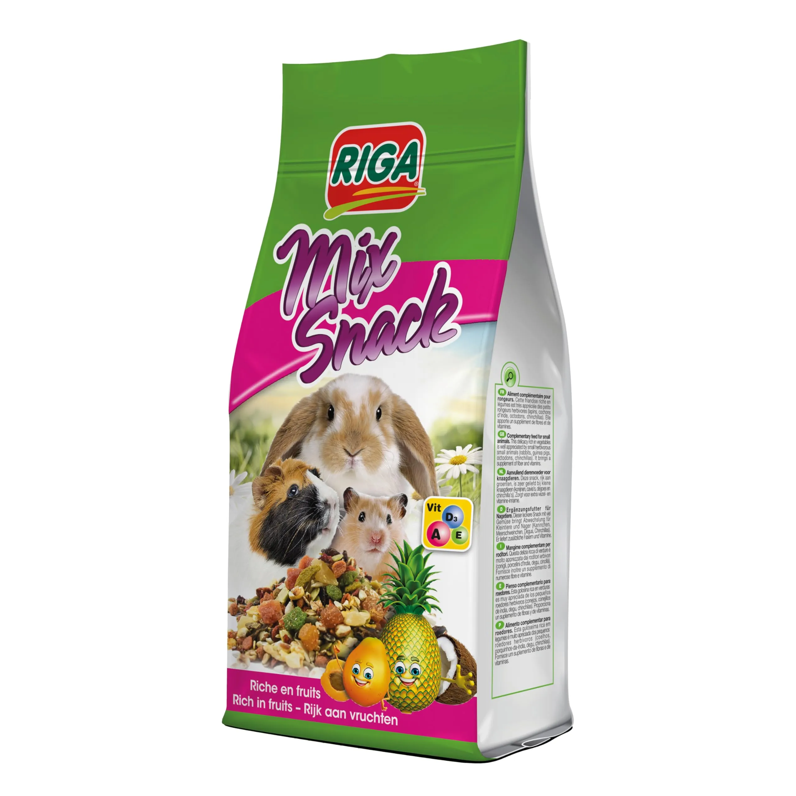 Riga - Mix Snack alla frutta - Alimento Integrativo per roditori - Conigli, Porcellini D'India, Octodon, Cincillà - Ricco di fibre e vitamine - Ricompensa naturale ideale - 85G - immagine 1